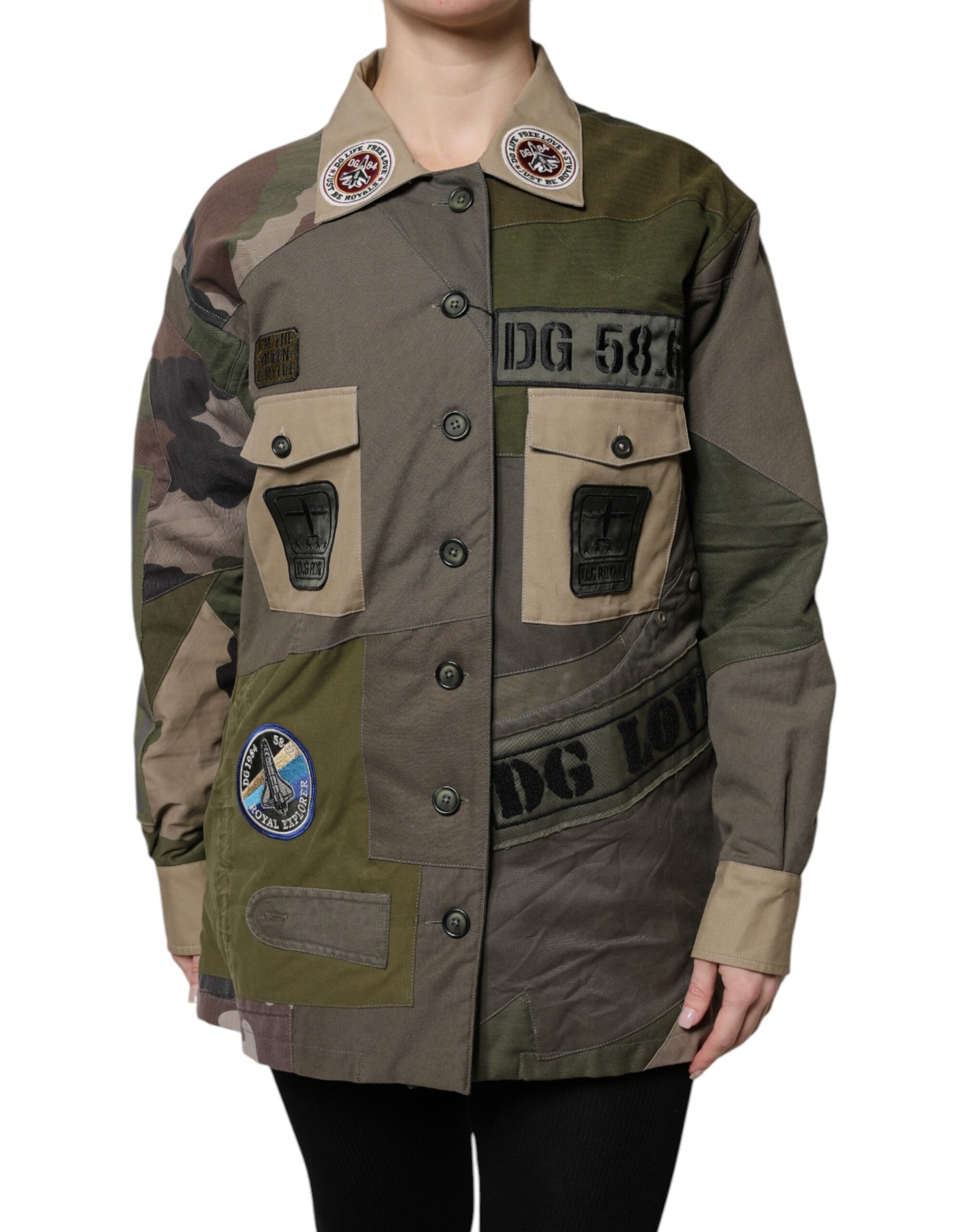 Dolce & Gabbana Military Green Cotton Button Down Jacket | Regal Royce