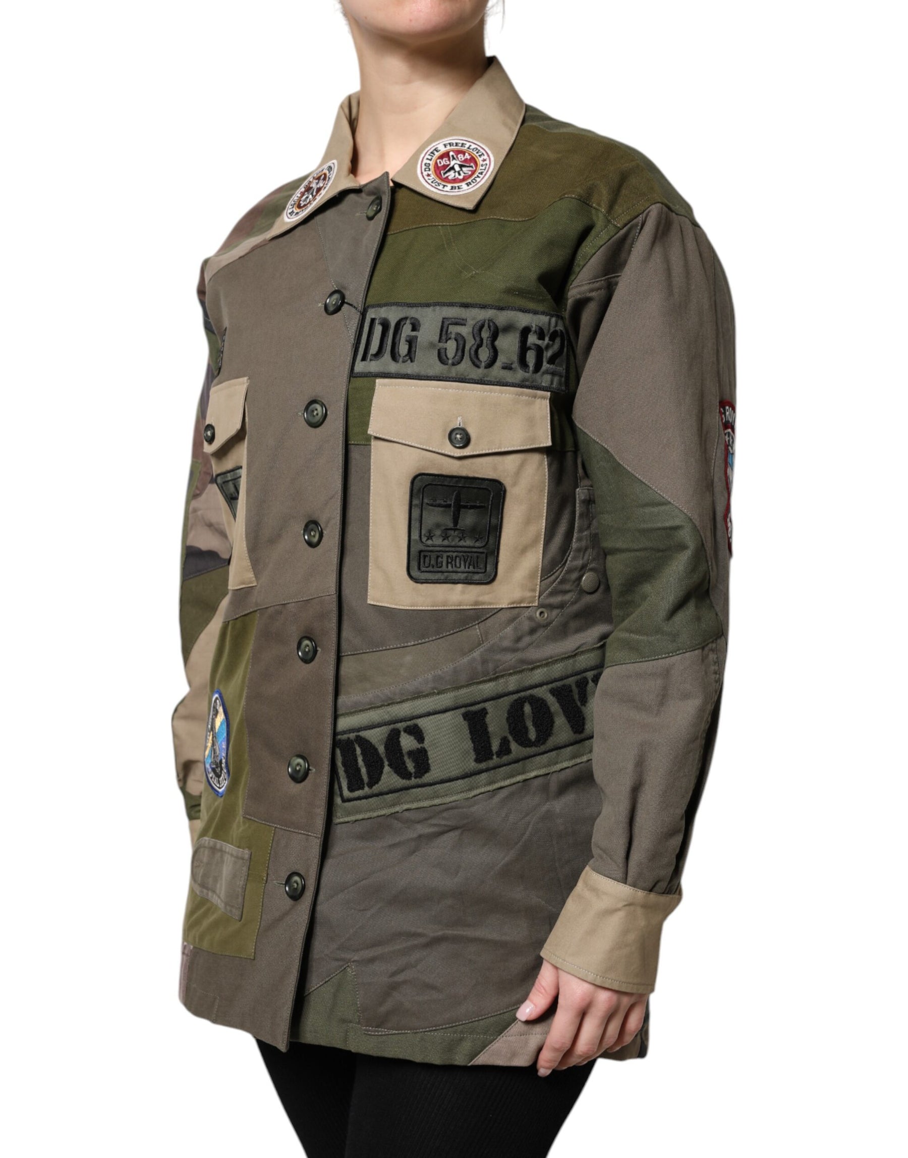 Dolce & Gabbana Military Green Cotton Button Down Jacket | Regal Royce