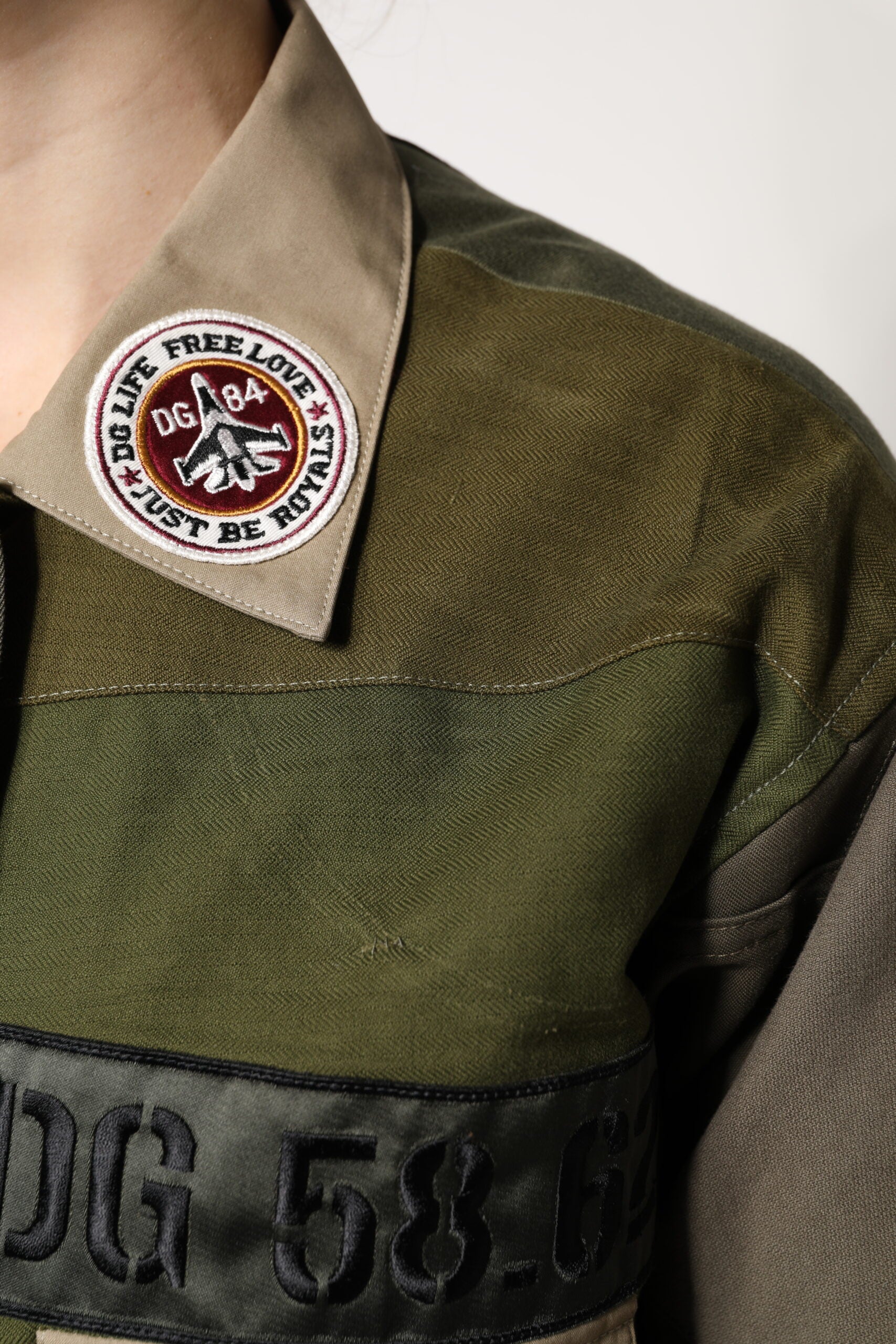 Dolce & Gabbana Military Green Cotton Button Down Jacket | Regal Royce