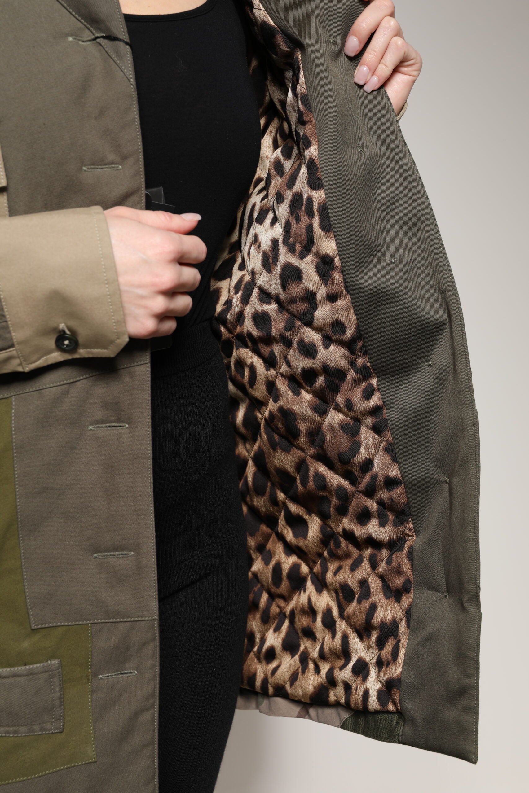 Dolce & Gabbana Military Green Cotton Button Down Jacket | Regal Royce