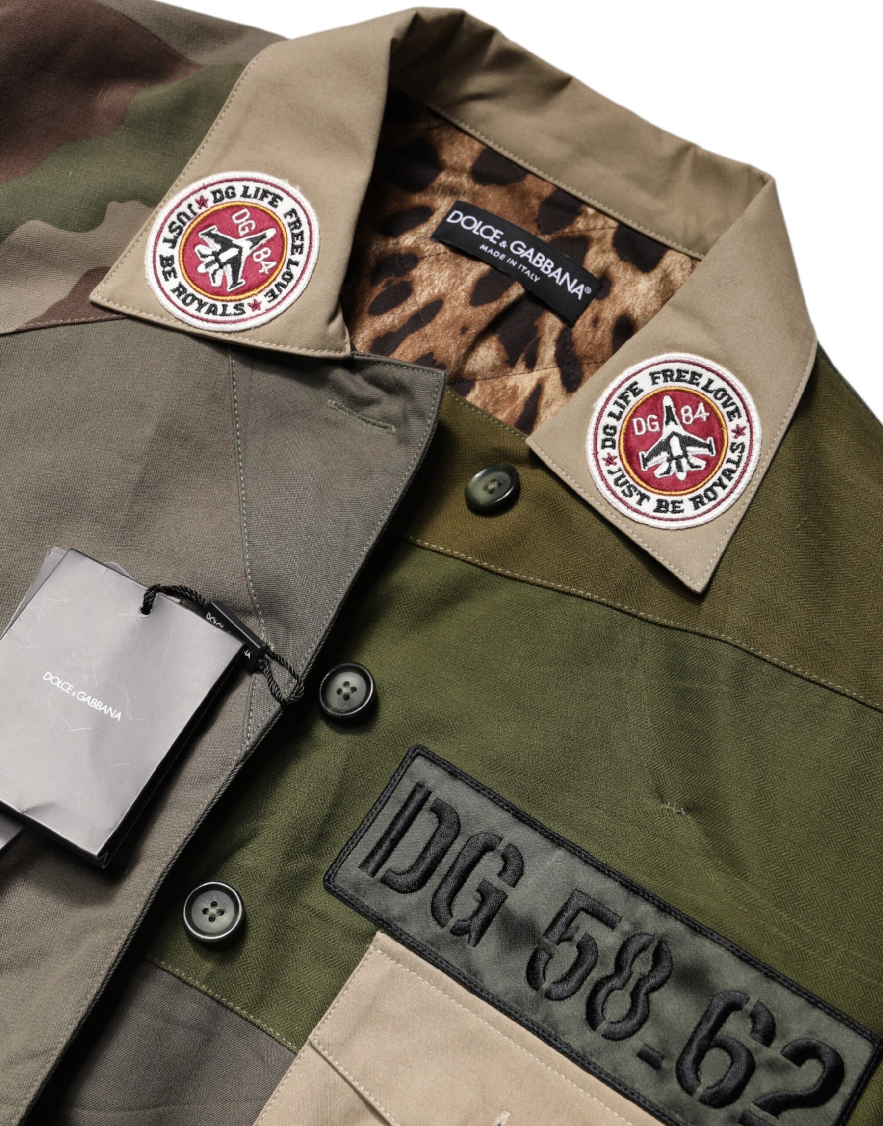 Dolce & Gabbana Military Green Cotton Button Down Jacket | Regal Royce