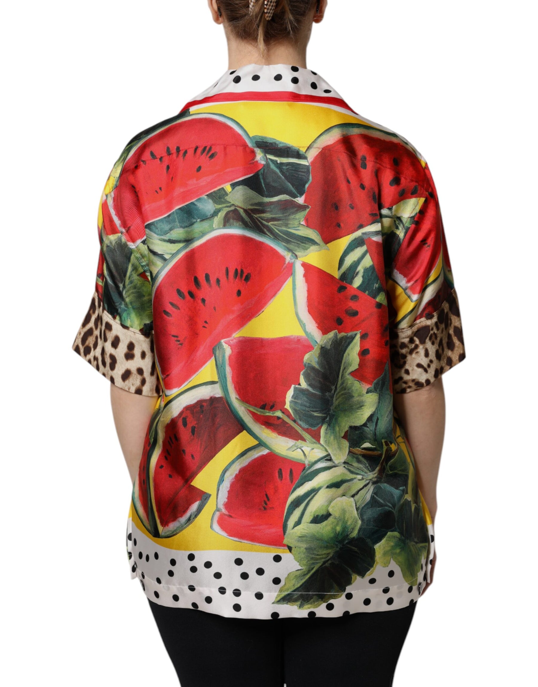 Dolce & Gabbana Multicolor Watermelon Collared Shirt Top | Regal Royce