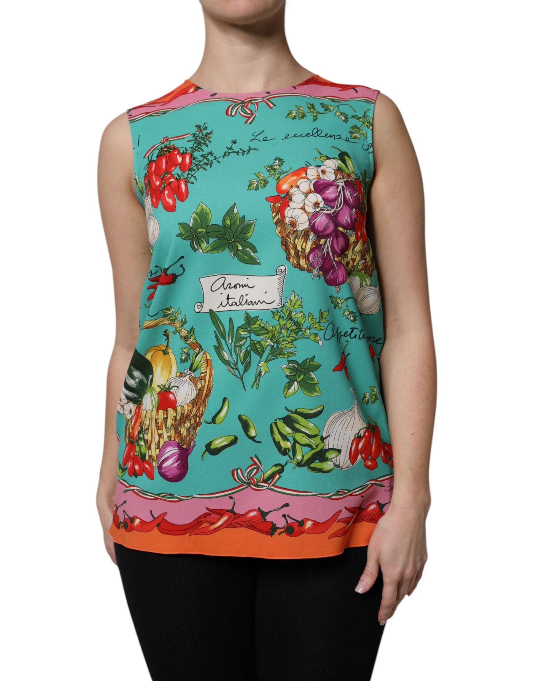 Dolce & Gabbana Multicolor Floral Silk Sleeveless Tank Top | Regal Royce