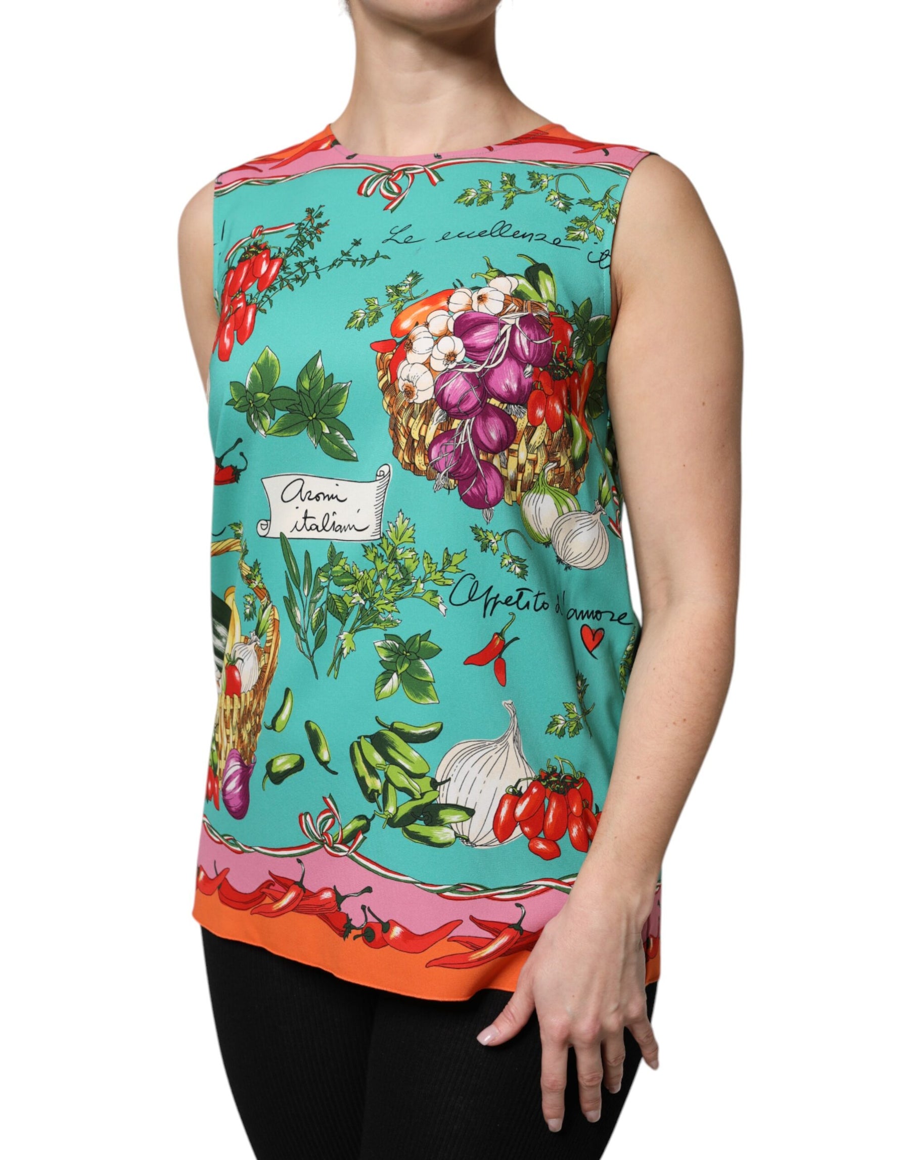 Dolce & Gabbana Multicolor Floral Silk Sleeveless Tank Top | Regal Royce