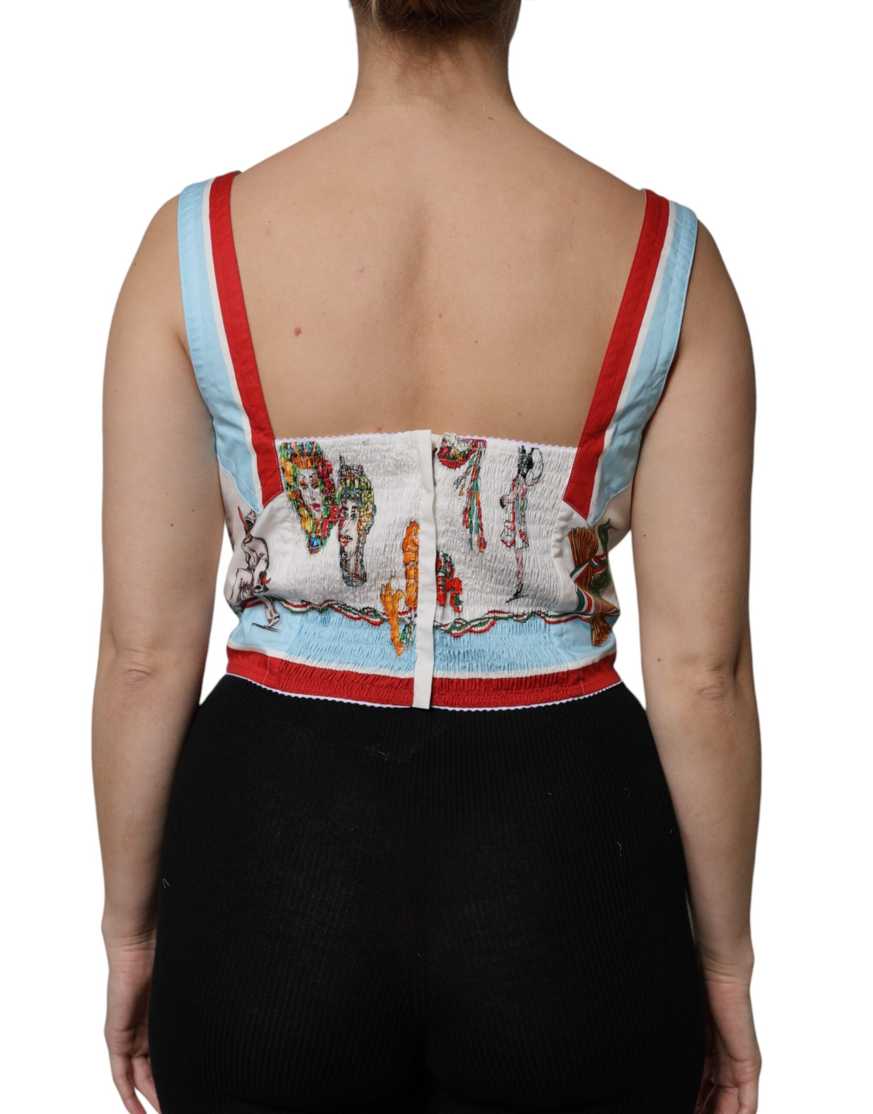 Dolce & Gabbana White Vegetable Print Sweetheart Cropped Top | Regal Royce