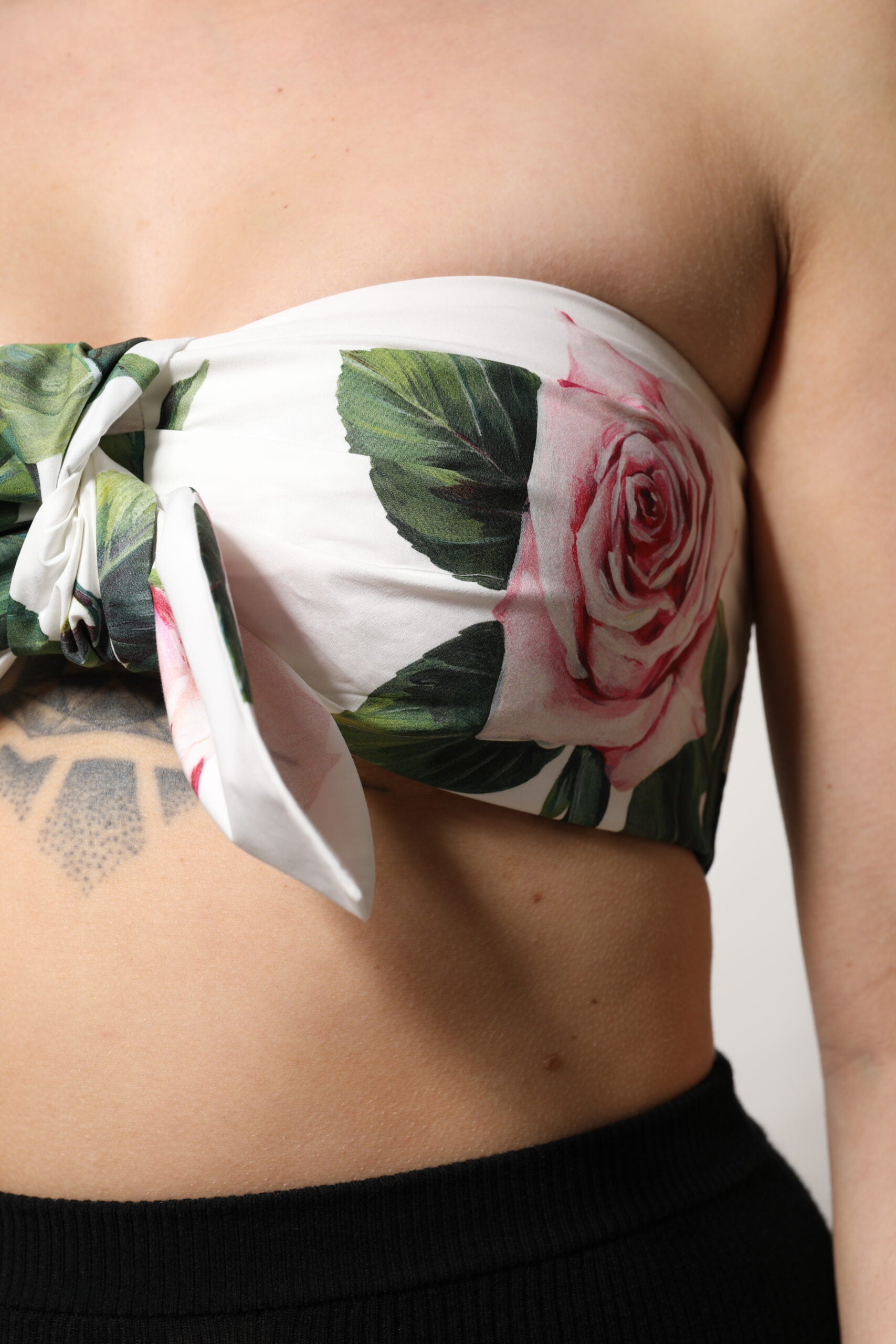 Dolce & Gabbana White Floral Print Cropped Bustier Corset Top | Regal Royce