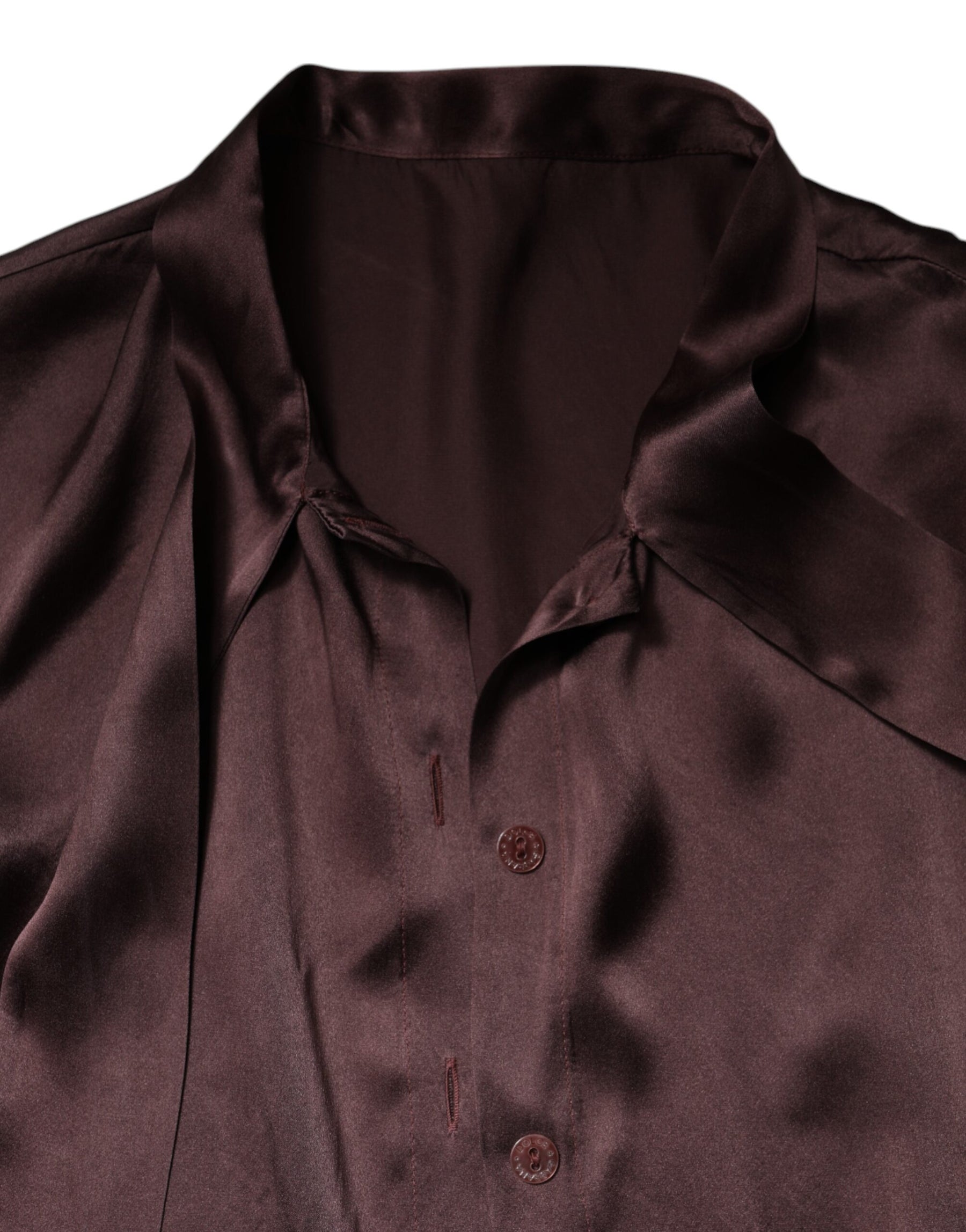 Dolce & Gabbana Brown Ascot Collar Long Sleeve Blouse Top | Regal Royce