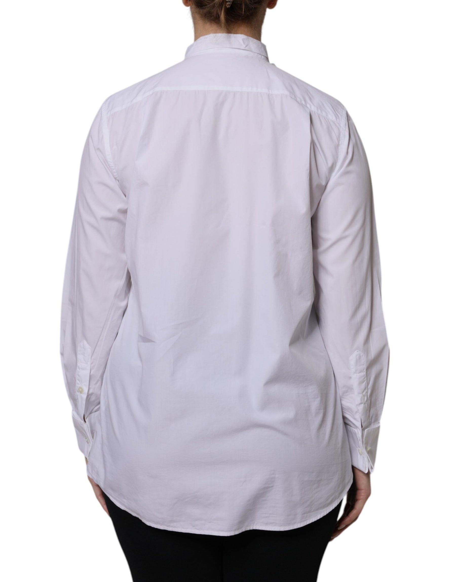 Dolce & Gabbana White Ascot Collar Long Sleeve Blouse Top | Regal Royce