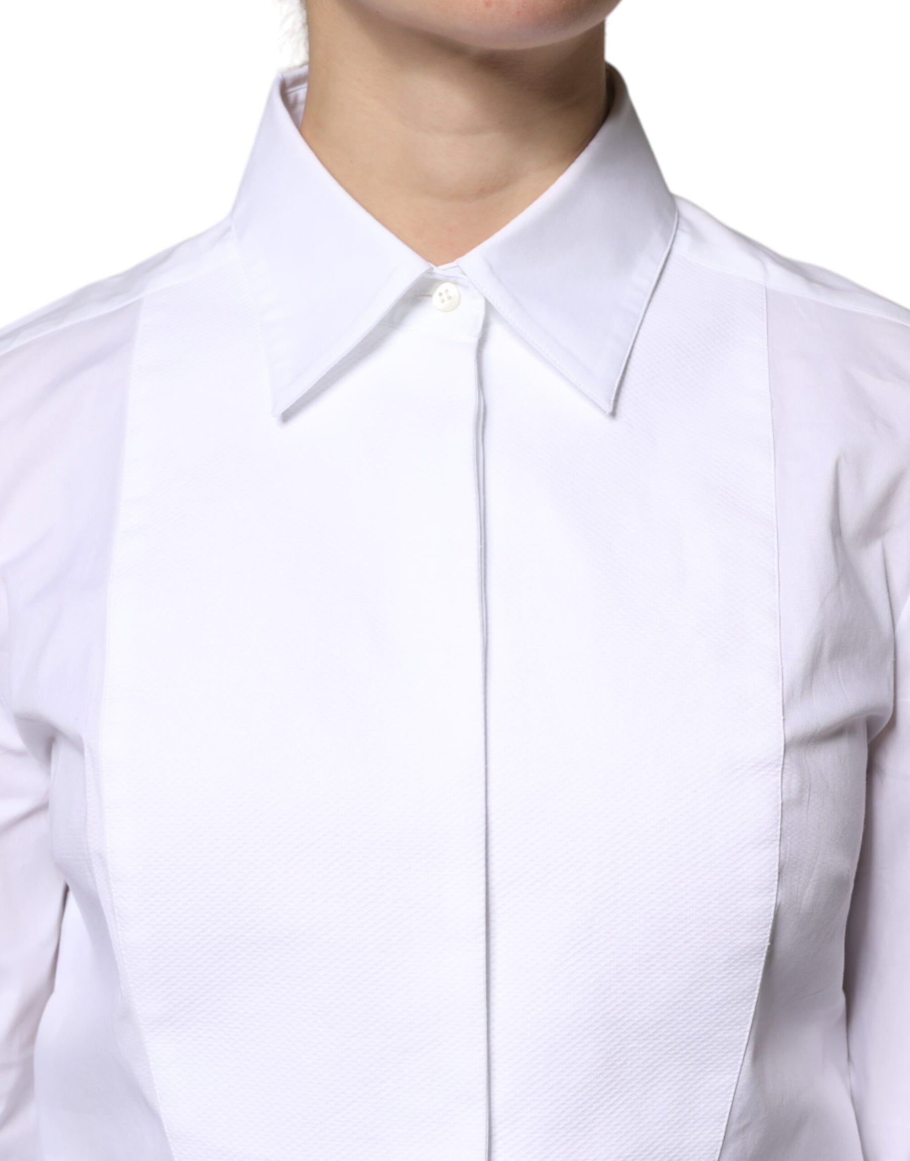 Dolce & Gabbana White Cotton Dress Collared Dress Shirt Top | Regal Royce