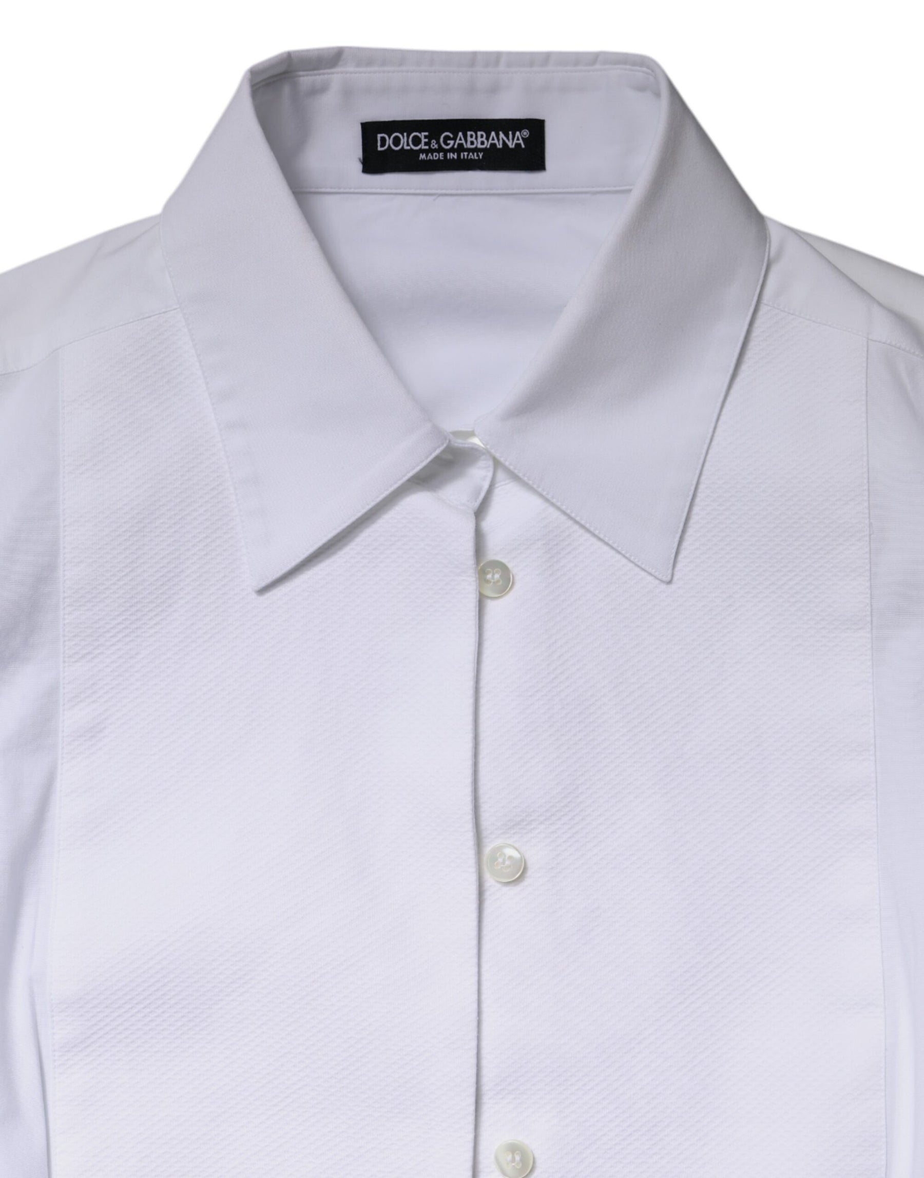 Dolce & Gabbana White Cotton Dress Collared Dress Shirt Top | Regal Royce