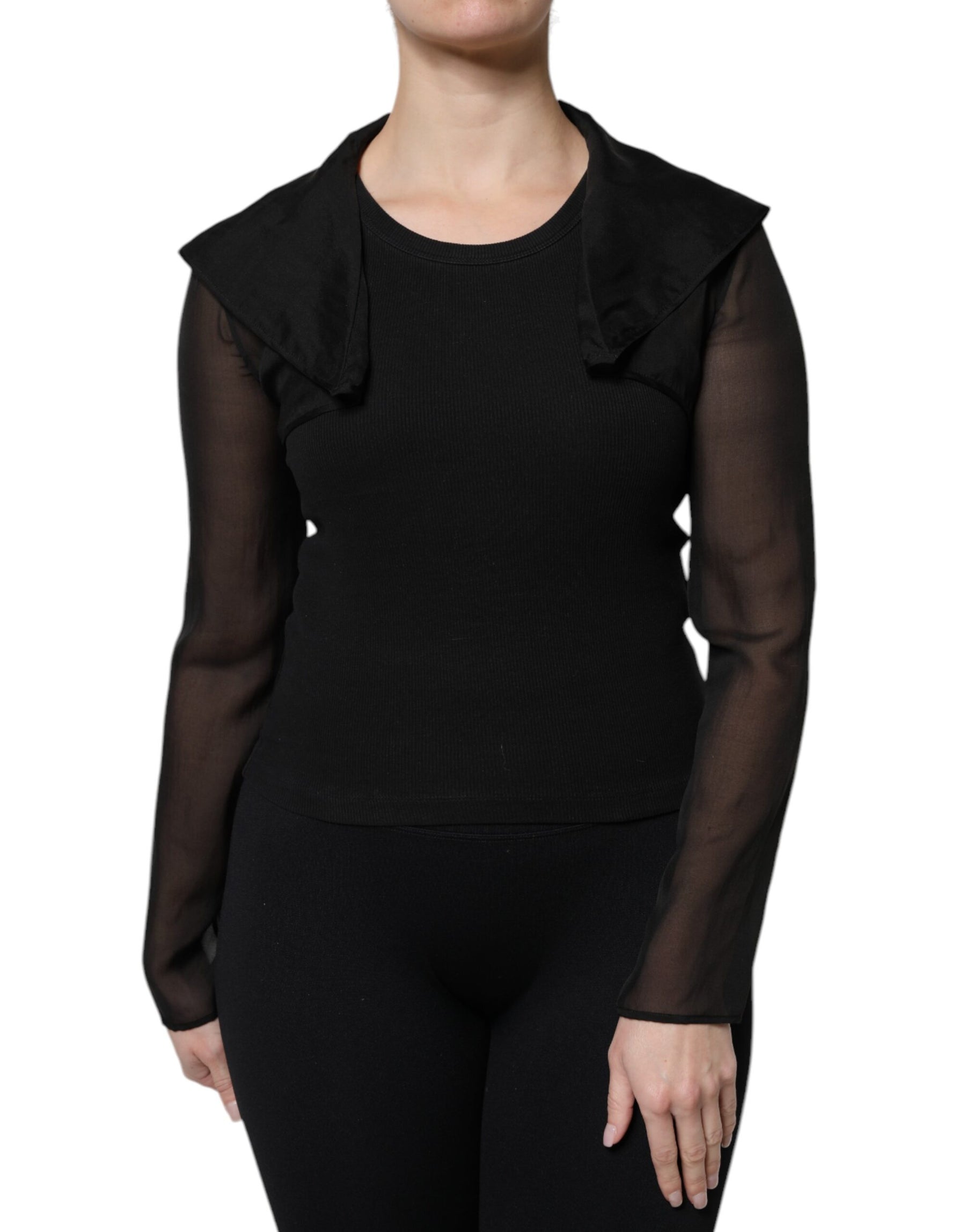 Dolce & Gabbana Black Silk Sheer Long Sleeves Blouse Top | Regal Royce