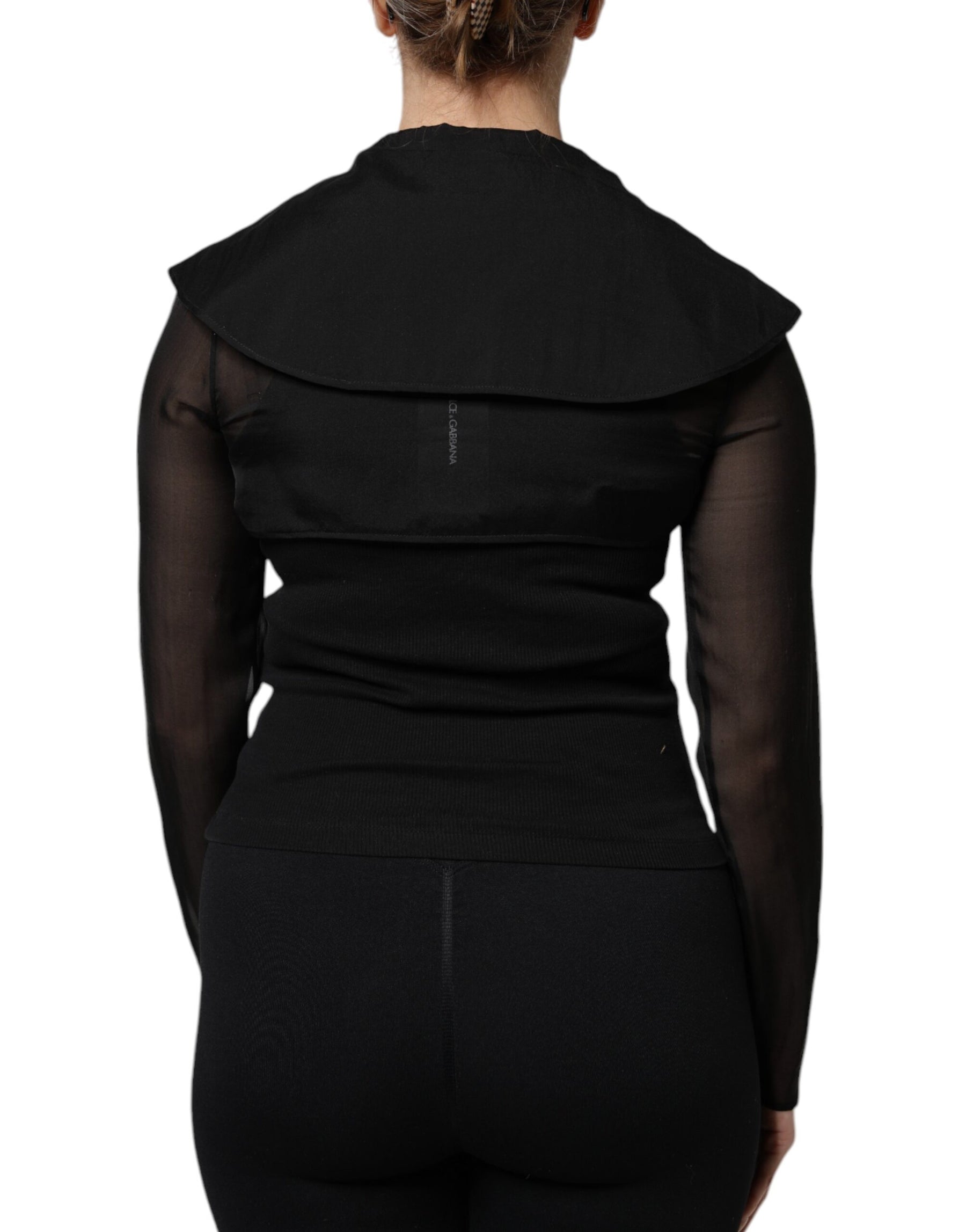 Dolce & Gabbana Black Silk Sheer Long Sleeves Blouse Top | Regal Royce