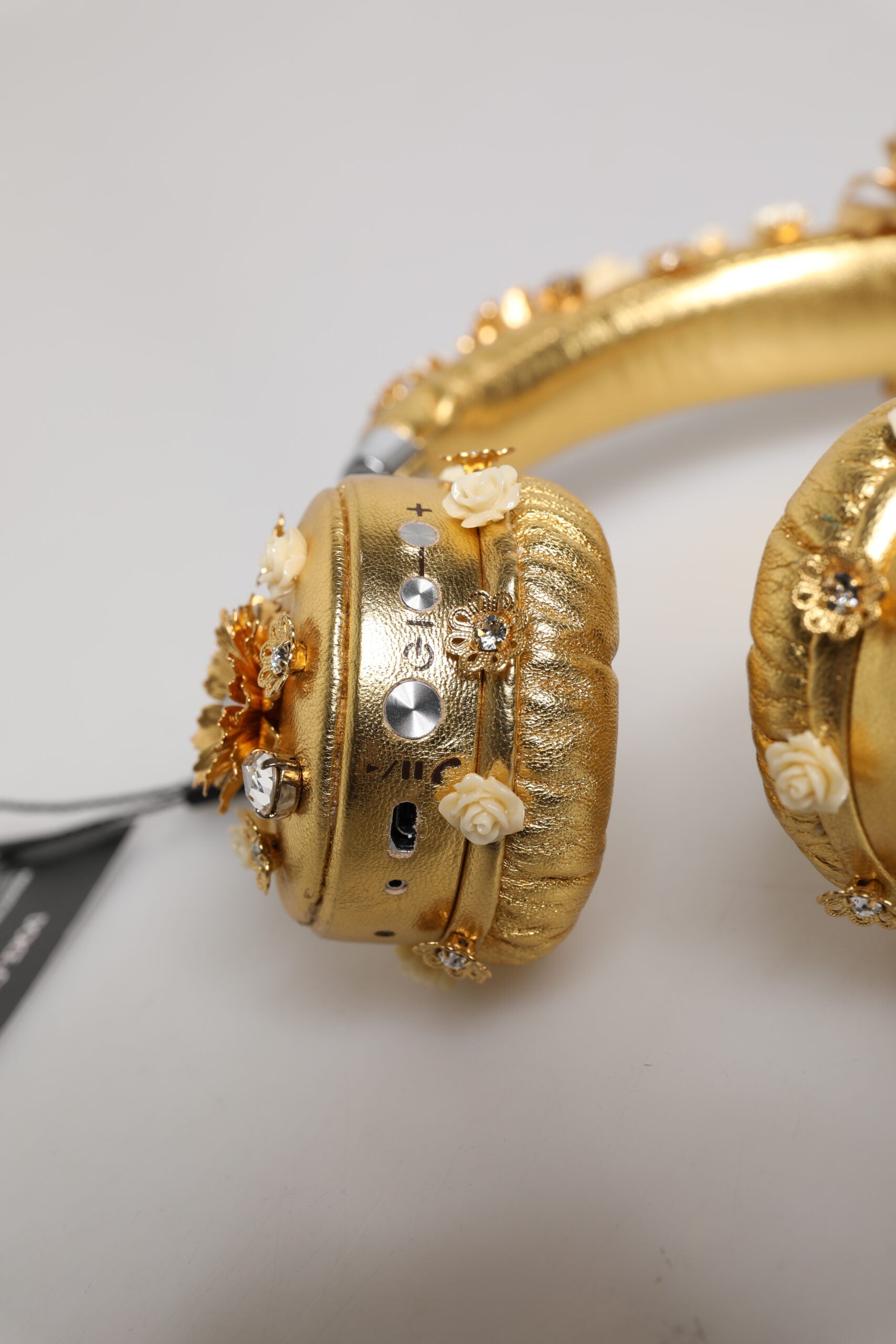 Dolce & Gabbana Gold Leather Floral Crystal Angel Headset Headphones | Regal Royce