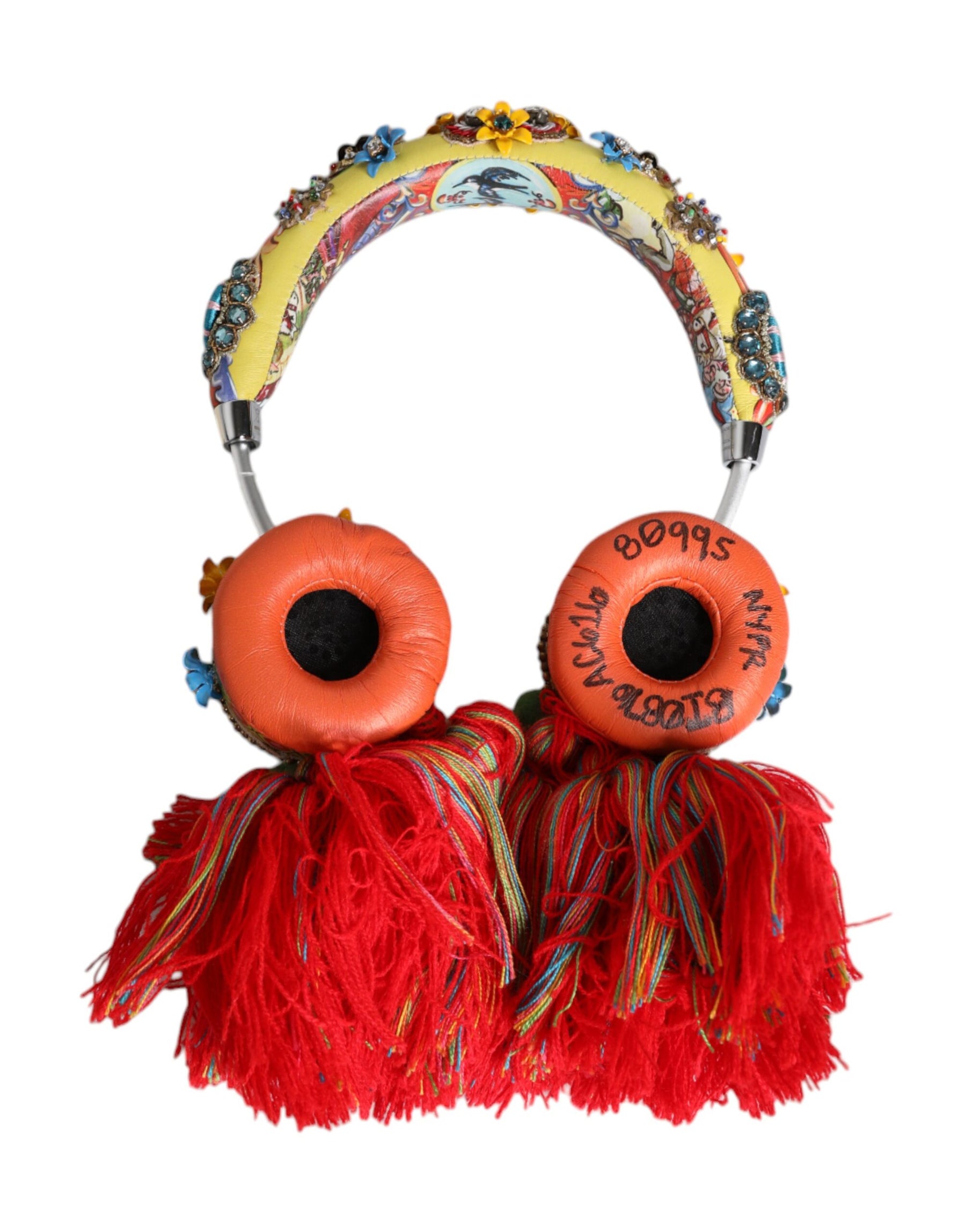 Dolce & Gabbana Multicolor Whimsical Tasseled Crystal Headset Headphones | Regal Royce