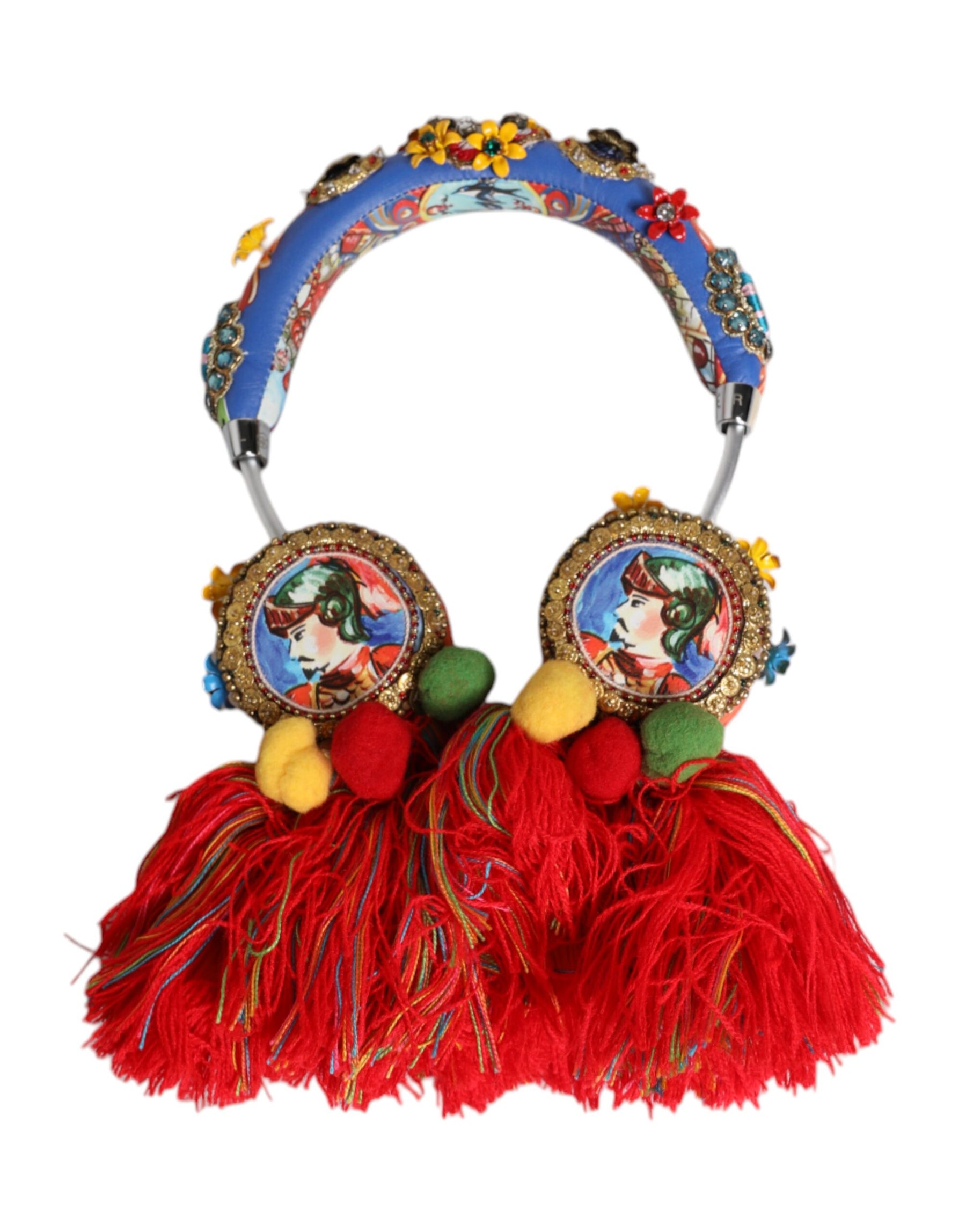 Dolce & Gabbana Multicolor Whimsical Tasseled Crystal Headset Headphones | Regal Royce