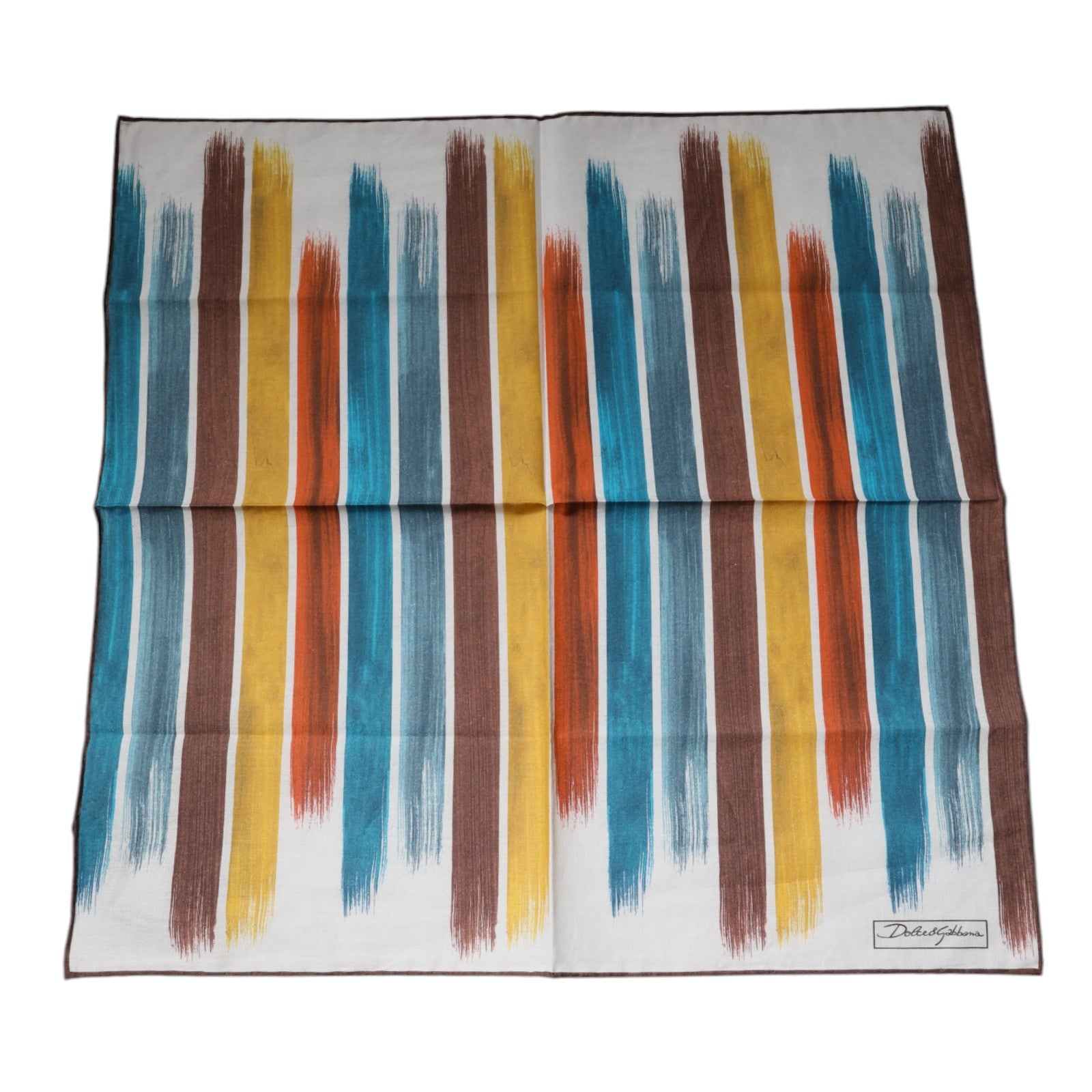 Dolce & Gabbana Multicolor Stripes Cotton Square Foulard Scarf | Regal Royce