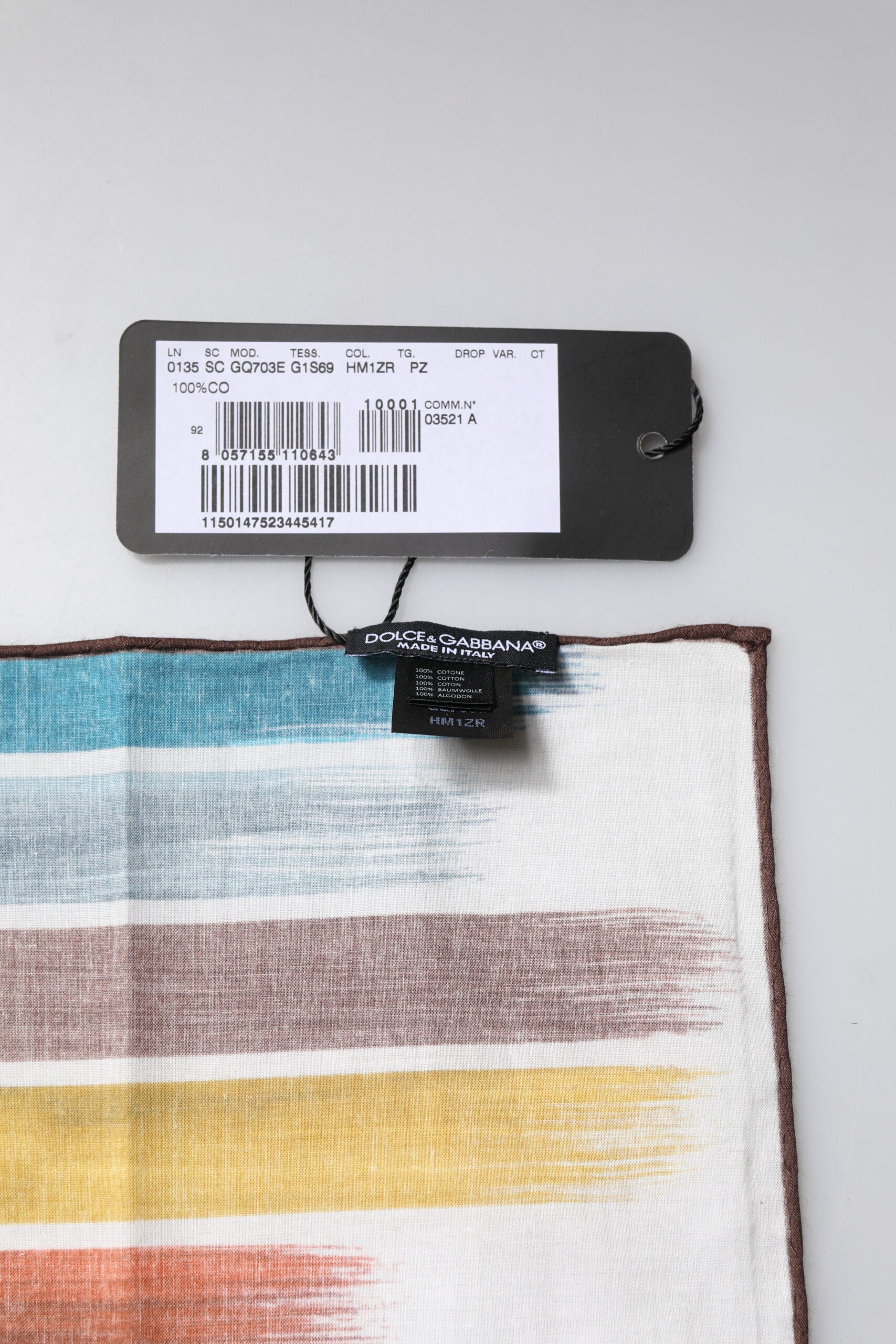 Dolce & Gabbana Multicolor Stripes Cotton Square Foulard Scarf | Regal Royce