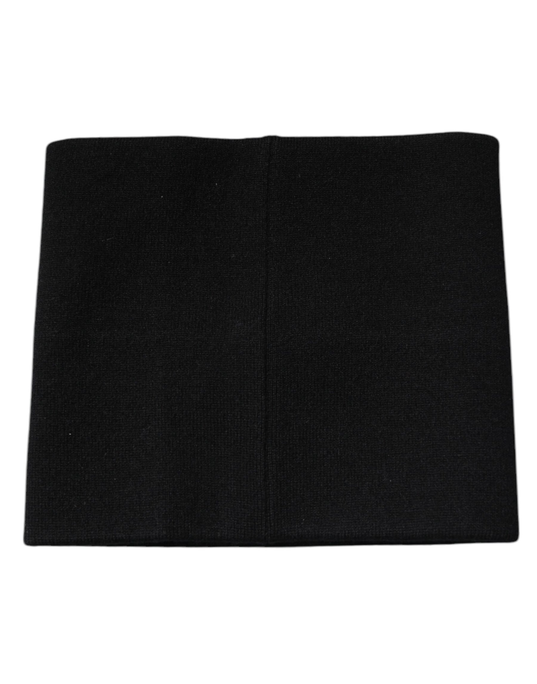 Dolce & Gabbana Black Cashmere Knitted Square Handkerchief Scarf | Regal Royce