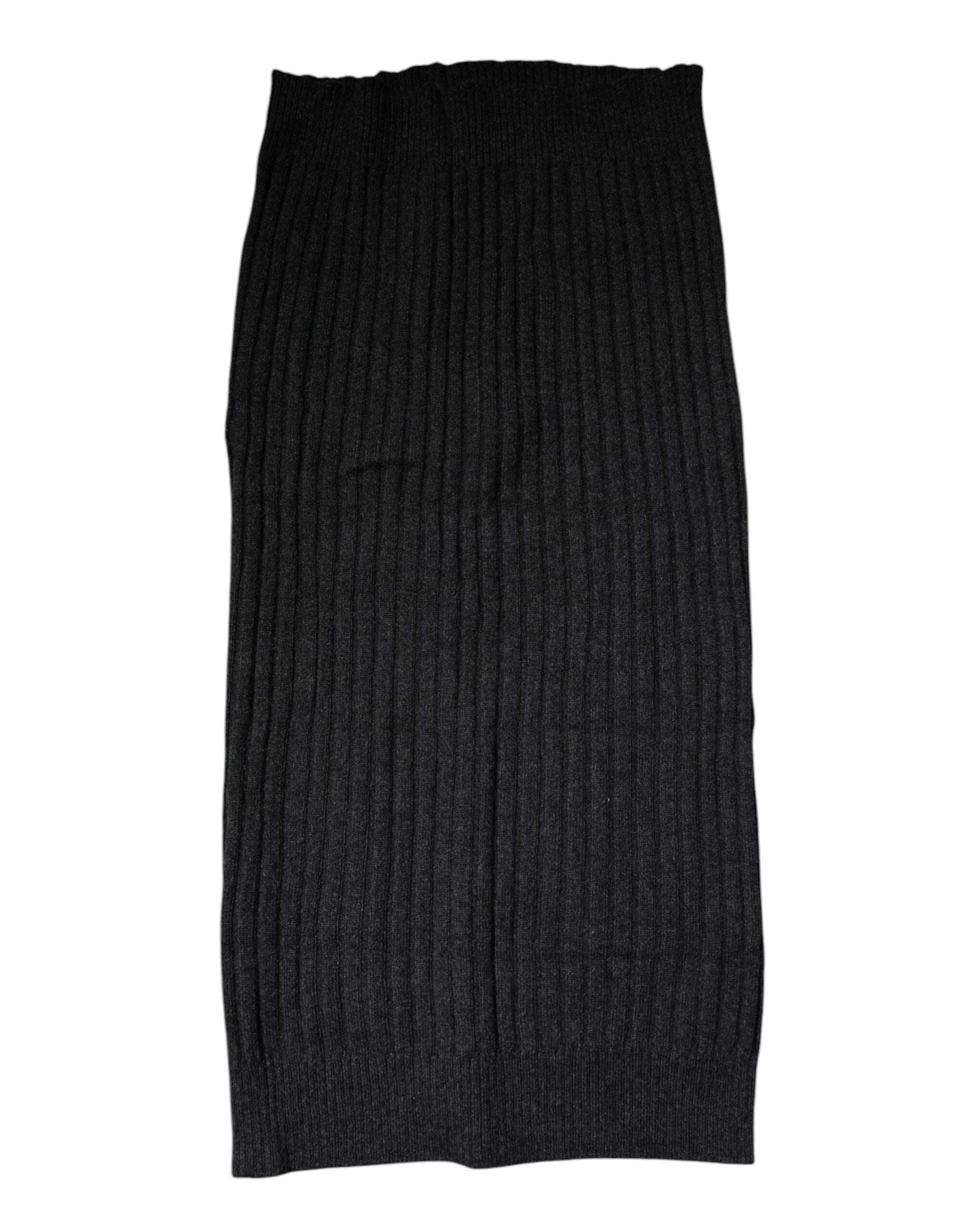Dolce & Gabbana Black Cashmere Knitted Neck Warmer Foulard Scarf | Regal Royce
