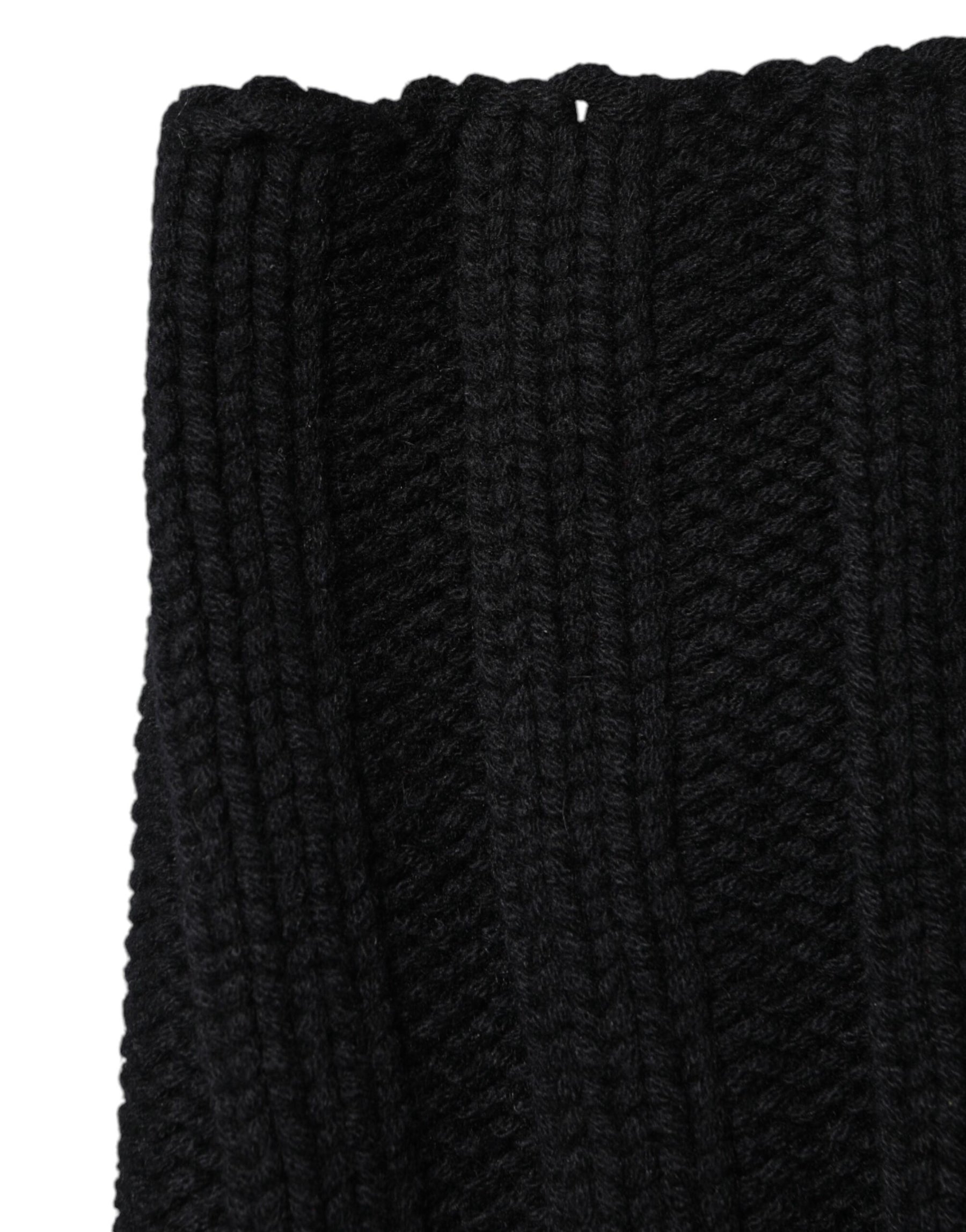 Dolce & Gabbana Black Cashmere Knitted Neck Warmer Foulard Scarf | Regal Royce