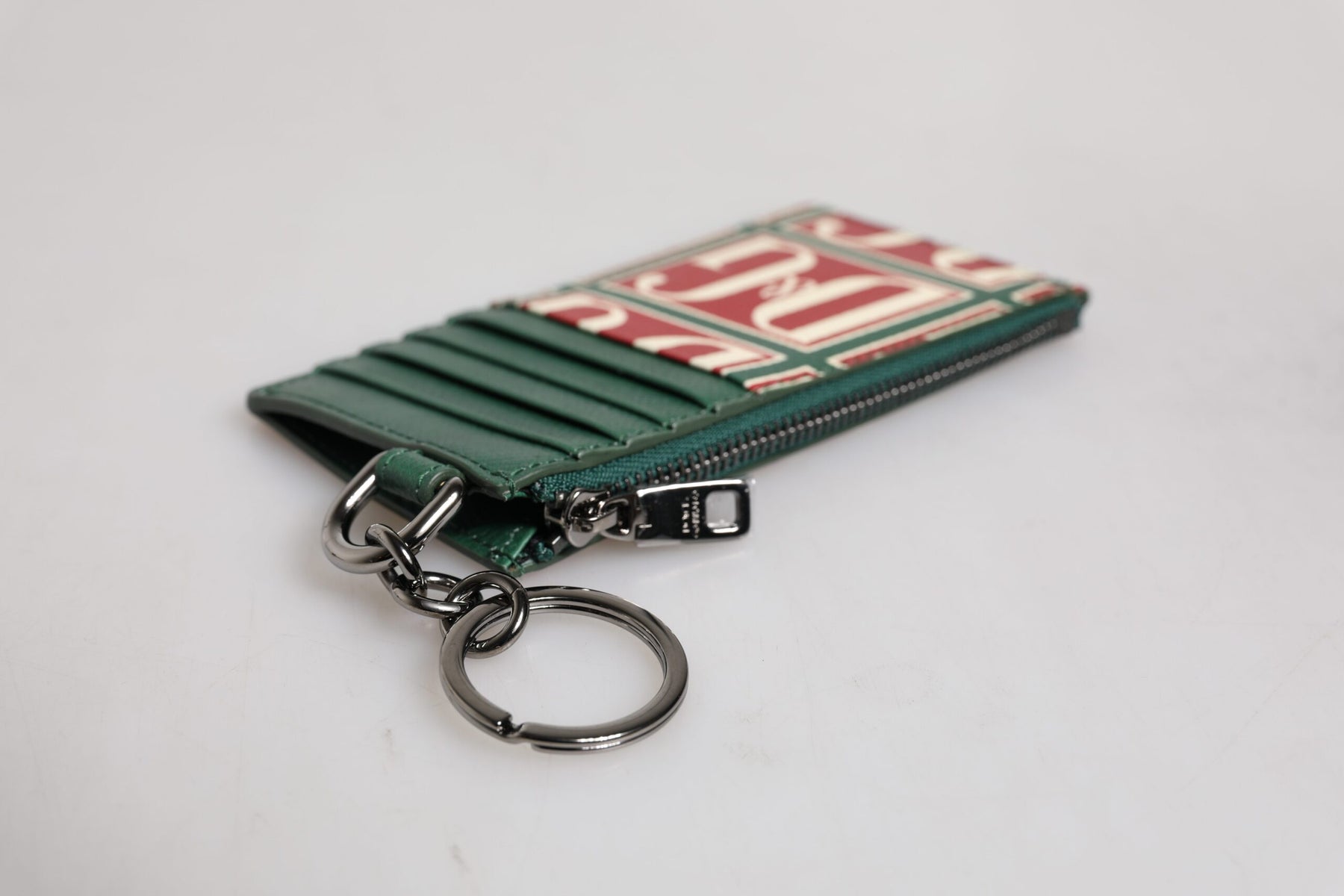 Dolce & Gabbana Green Calf Leather Logo Print Monogram Card Holder Wallet | Regal Royce