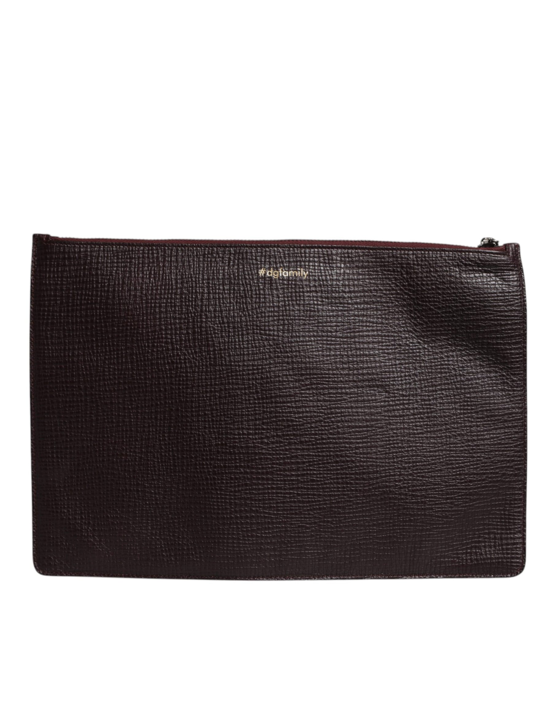 Dolce & Gabbana Brown Leather #DGFAMILY Embellished Men Clutch Pouch Bag | Regal Royce