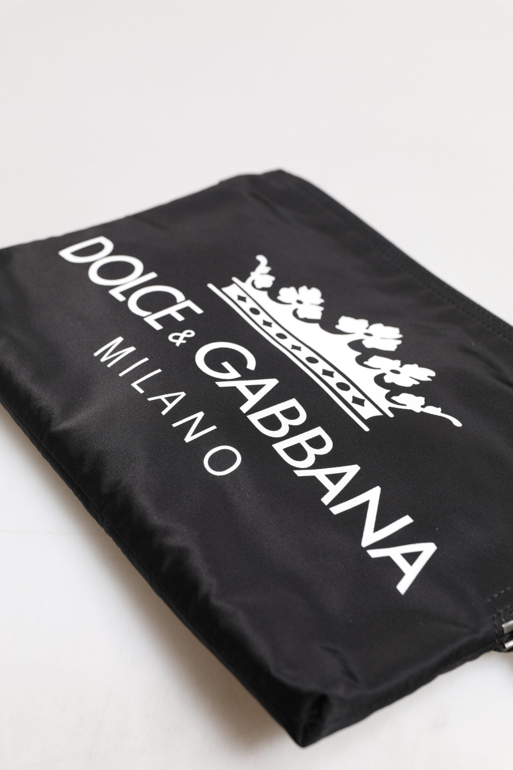 Dolce & Gabbana Black DG Milano Print Nylon Pouch Clutch Bag | Regal Royce