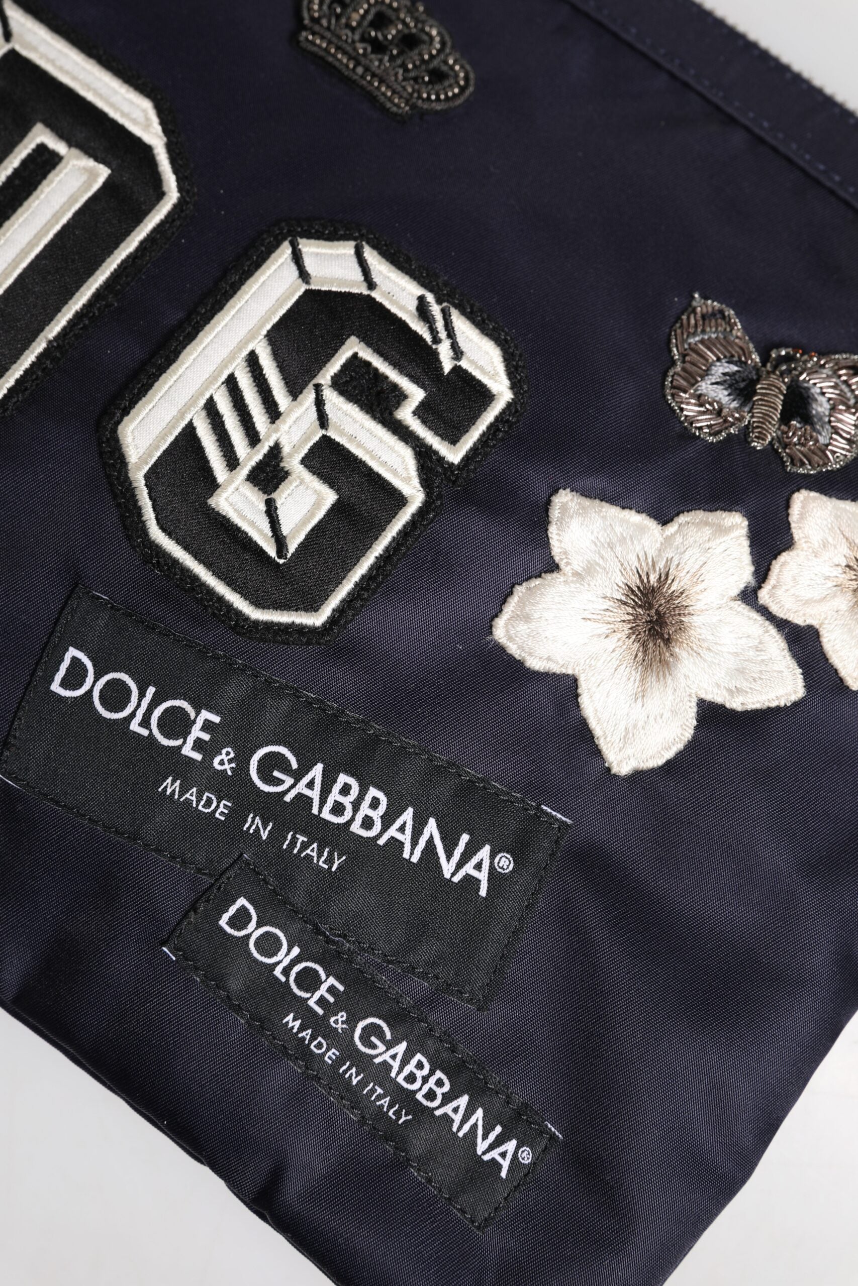 Dolce & Gabbana Blue DG Logo Patch Embellished Pouch Clutch Bag | Regal Royce