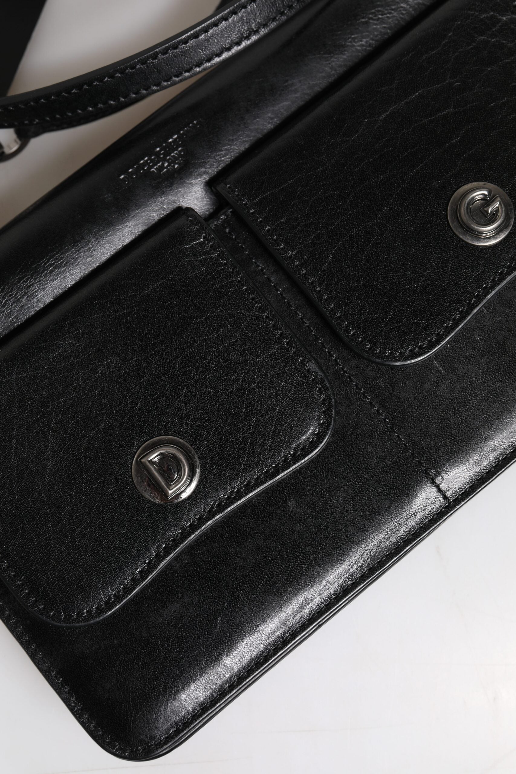 Dolce & Gabbana Black Leather Logo Purse Shoulder Crossbody Bag | Regal Royce