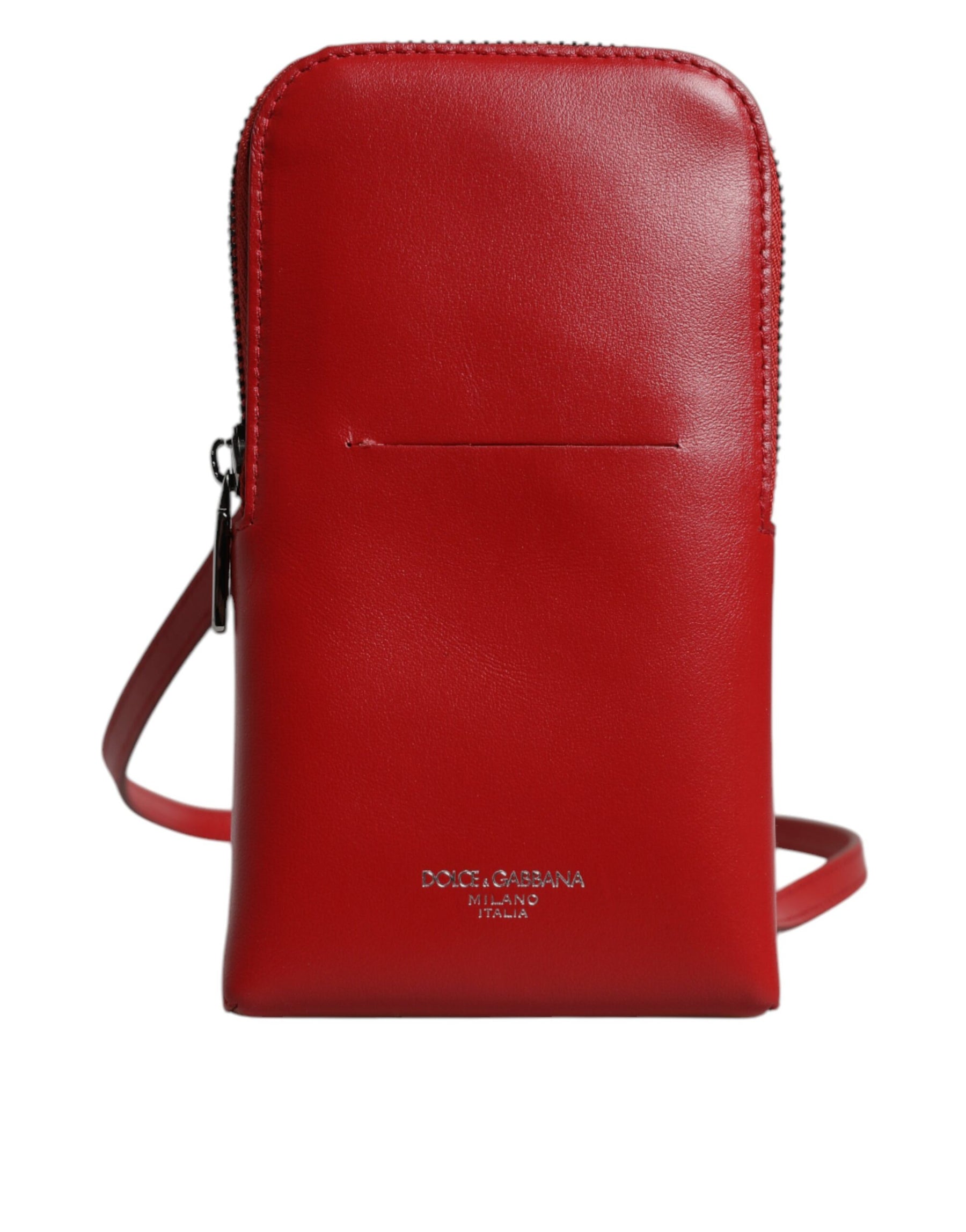 Dolce & Gabbana Red Leather Purse Phone Sling Crossbody Neck Strap Bag | Regal Royce