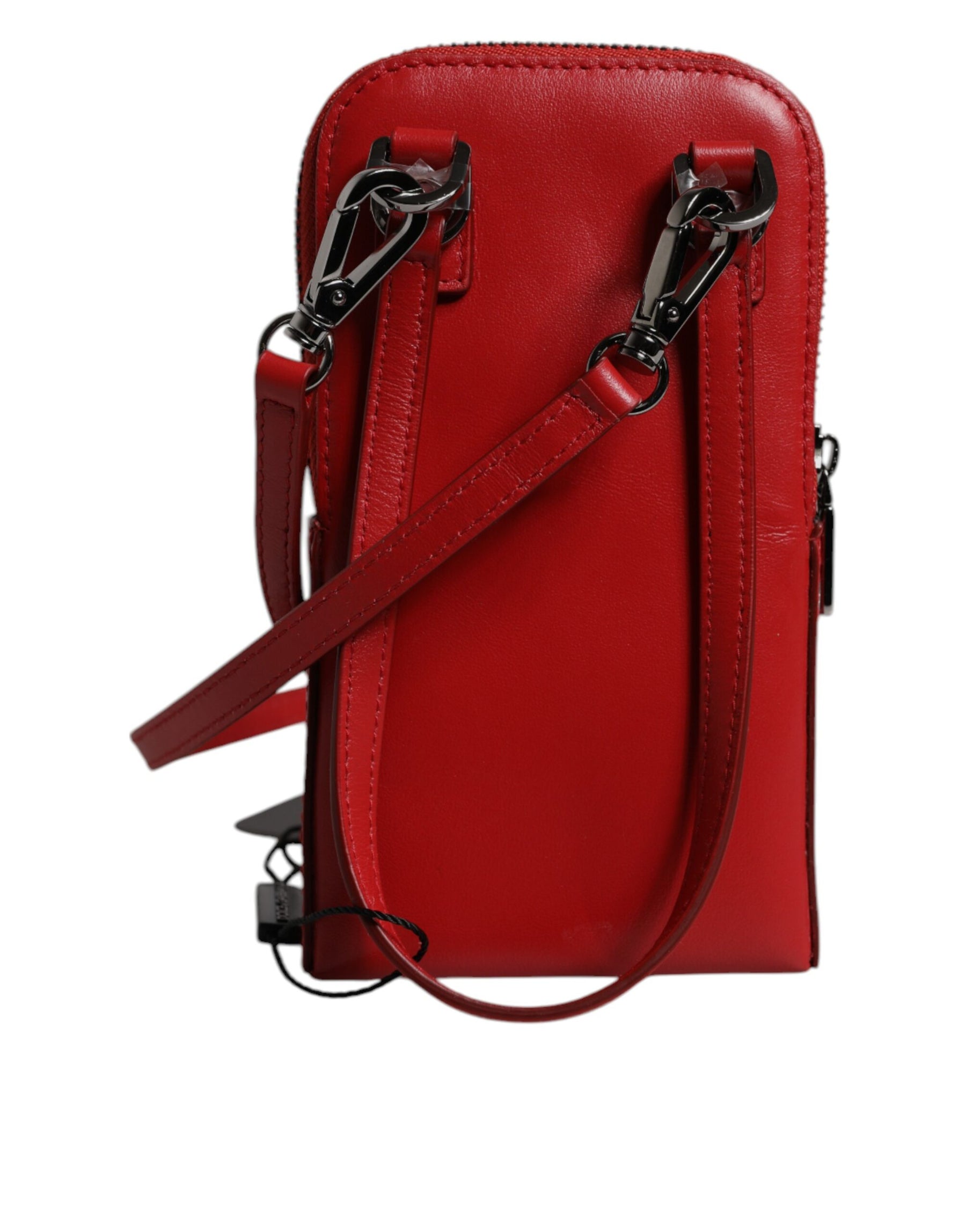 Dolce & Gabbana Red Leather Purse Phone Sling Crossbody Neck Strap Bag | Regal Royce