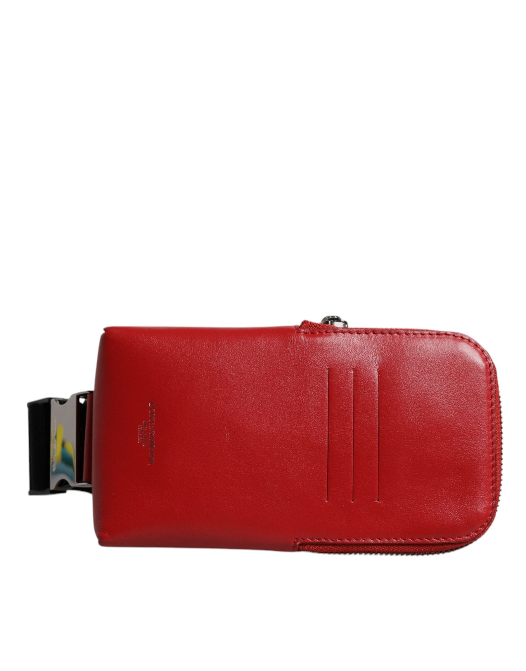 Dolce & Gabbana Red Calfskin Logo Purse Phone Belt Waist Bag | Regal Royce