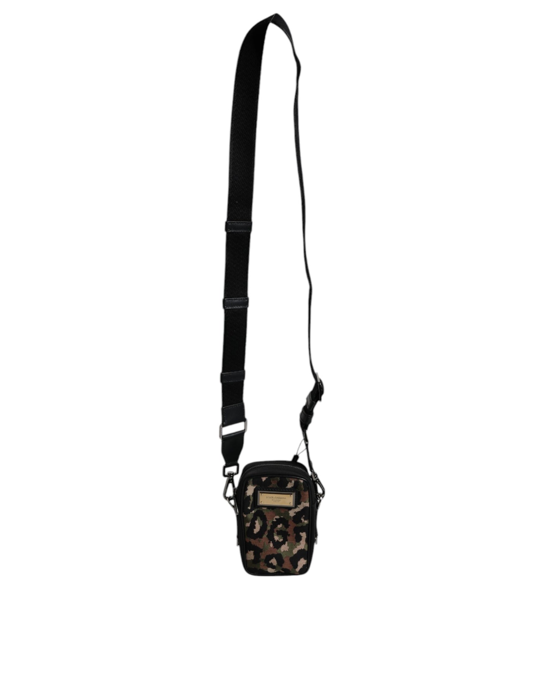 Dolce & Gabbana Multicolor Leopard Jacquard Logo Plaque Neck Strap Bag | Regal Royce