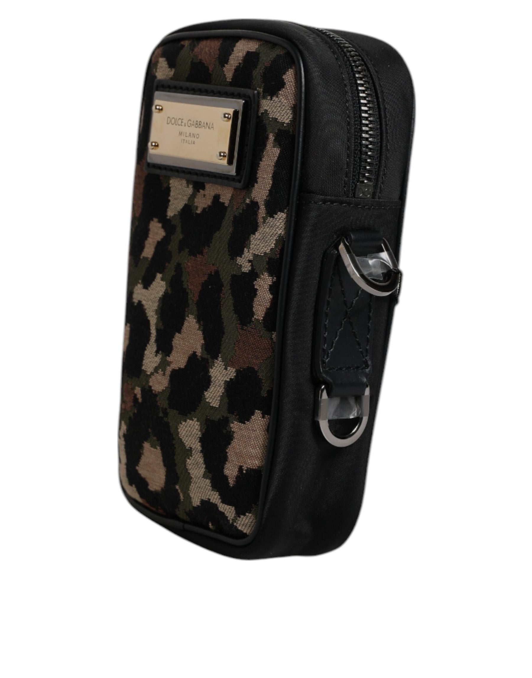 Dolce & Gabbana Multicolor Leopard Jacquard Logo Plaque Neck Strap Bag | Regal Royce