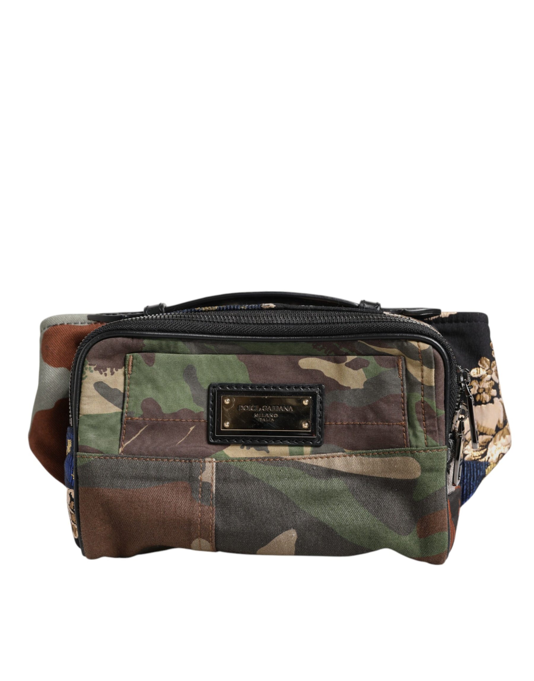 Dolce & Gabbana Multicolor Camouflage Patchwork Logo Waist Fanny Pack Bag | Regal Royce