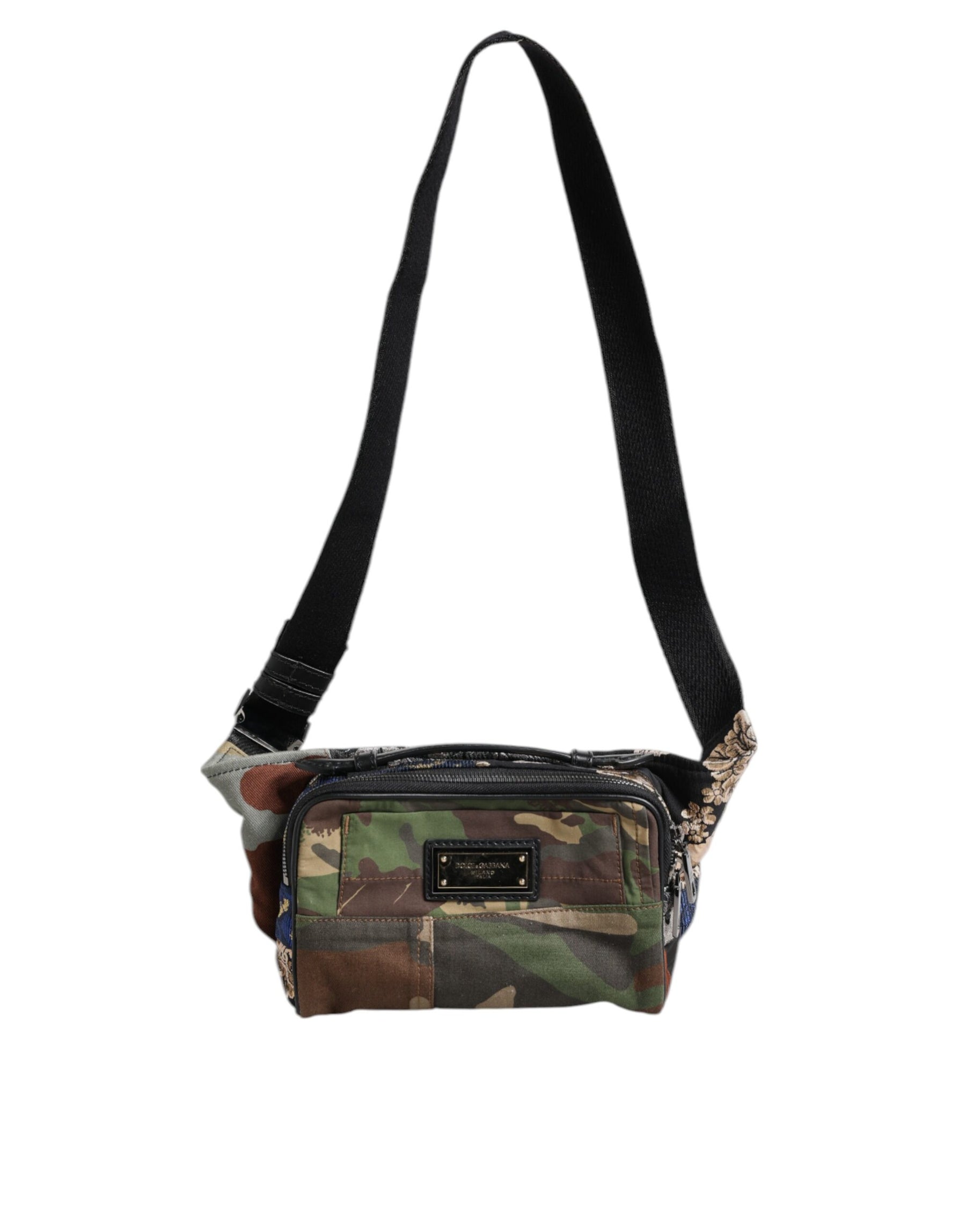 Dolce & Gabbana Multicolor Camouflage Patchwork Logo Waist Fanny Pack Bag | Regal Royce