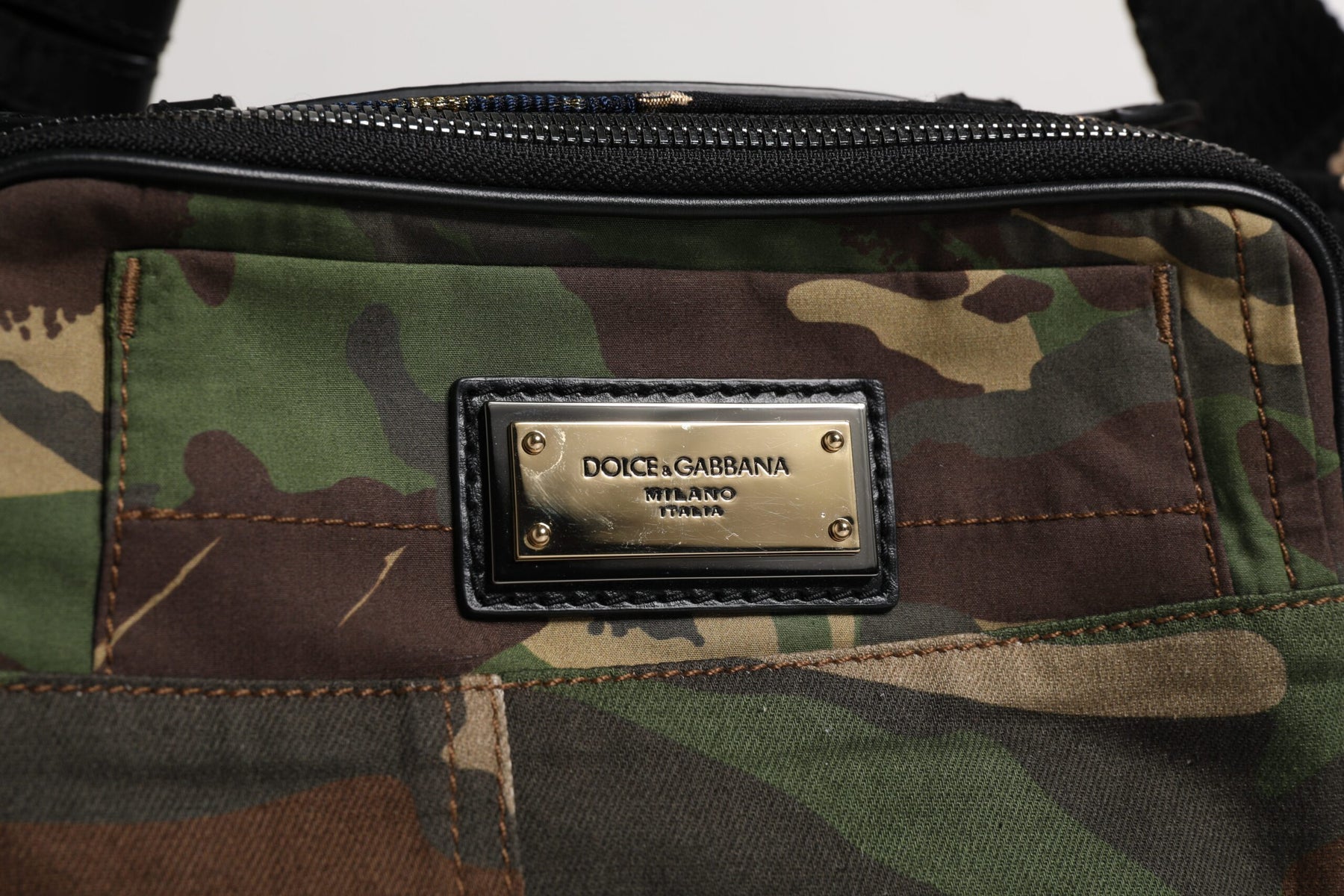 Dolce & Gabbana Multicolor Camouflage Patchwork Logo Waist Fanny Pack Bag | Regal Royce