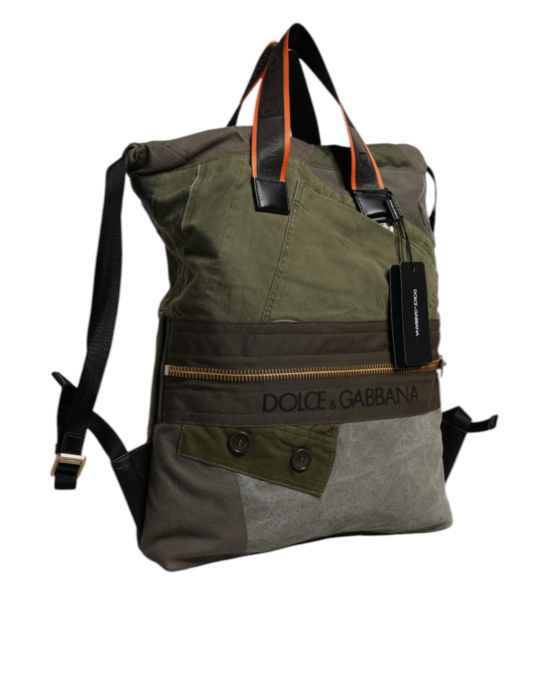 Dolce & Gabbana Military Green Patchwork Rucksack Backpack Bag | Regal Royce