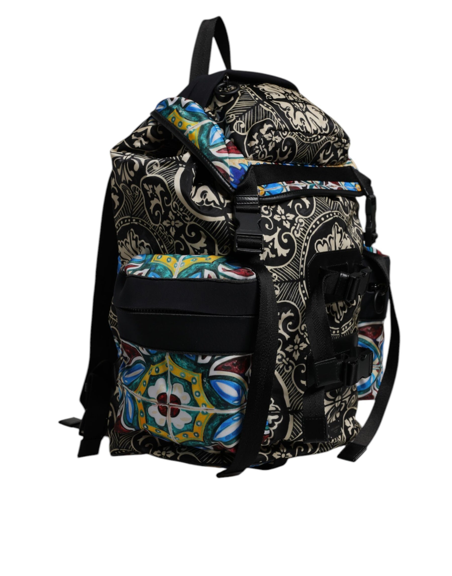 Dolce & Gabbana Multicolor Maiolica Print Nylon Backpack Bag | Regal Royce