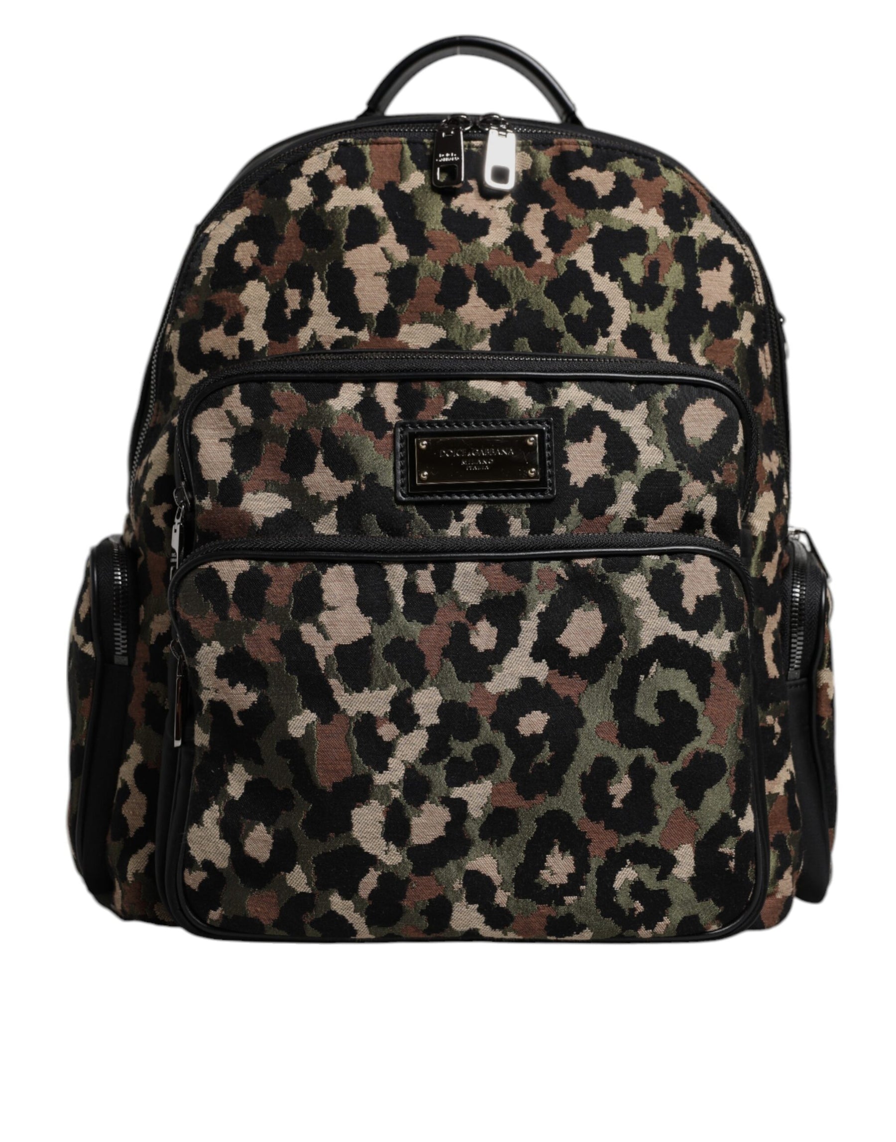 Dolce & Gabbana Multicolor Leopard Print DG Logo Plaque Men Backpack Bag | Regal Royce