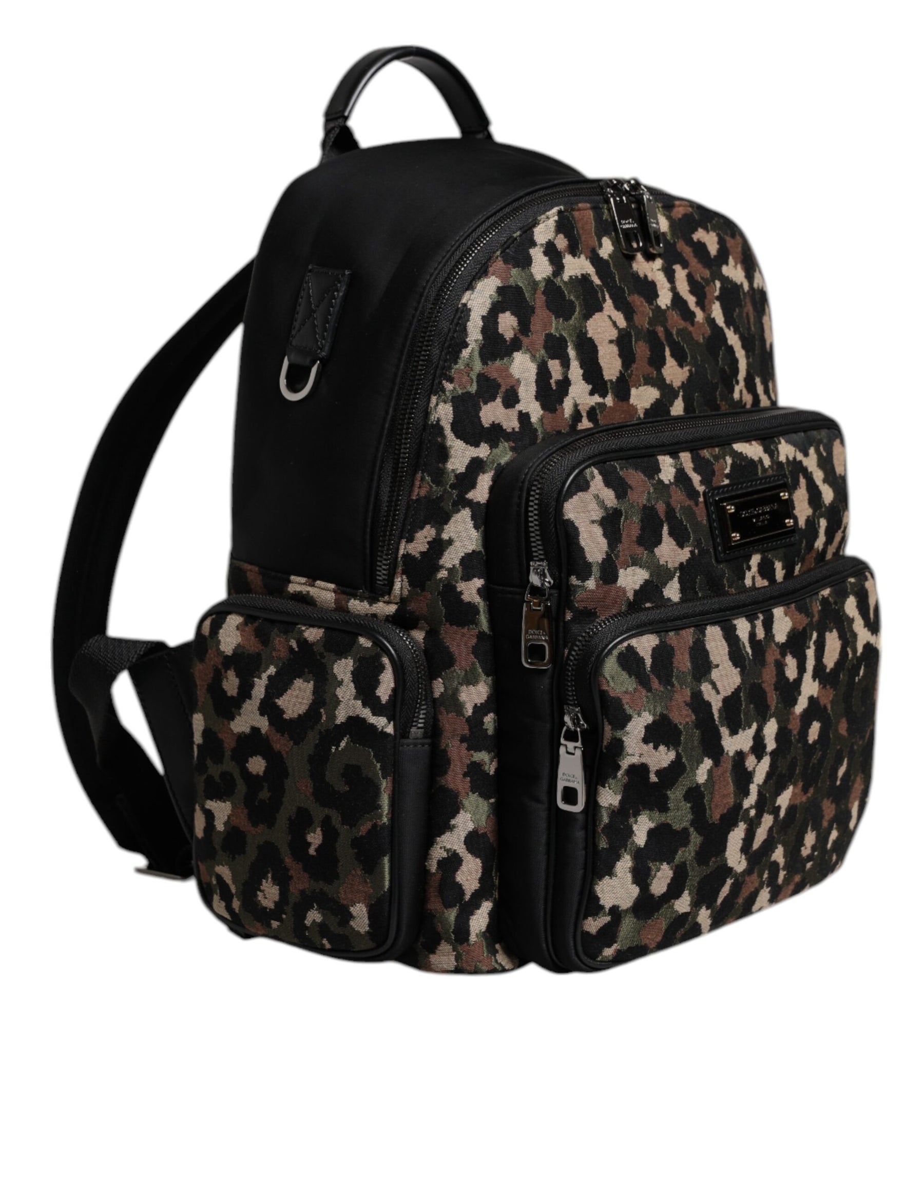 Dolce & Gabbana Multicolor Leopard Print DG Logo Plaque Men Backpack Bag | Regal Royce