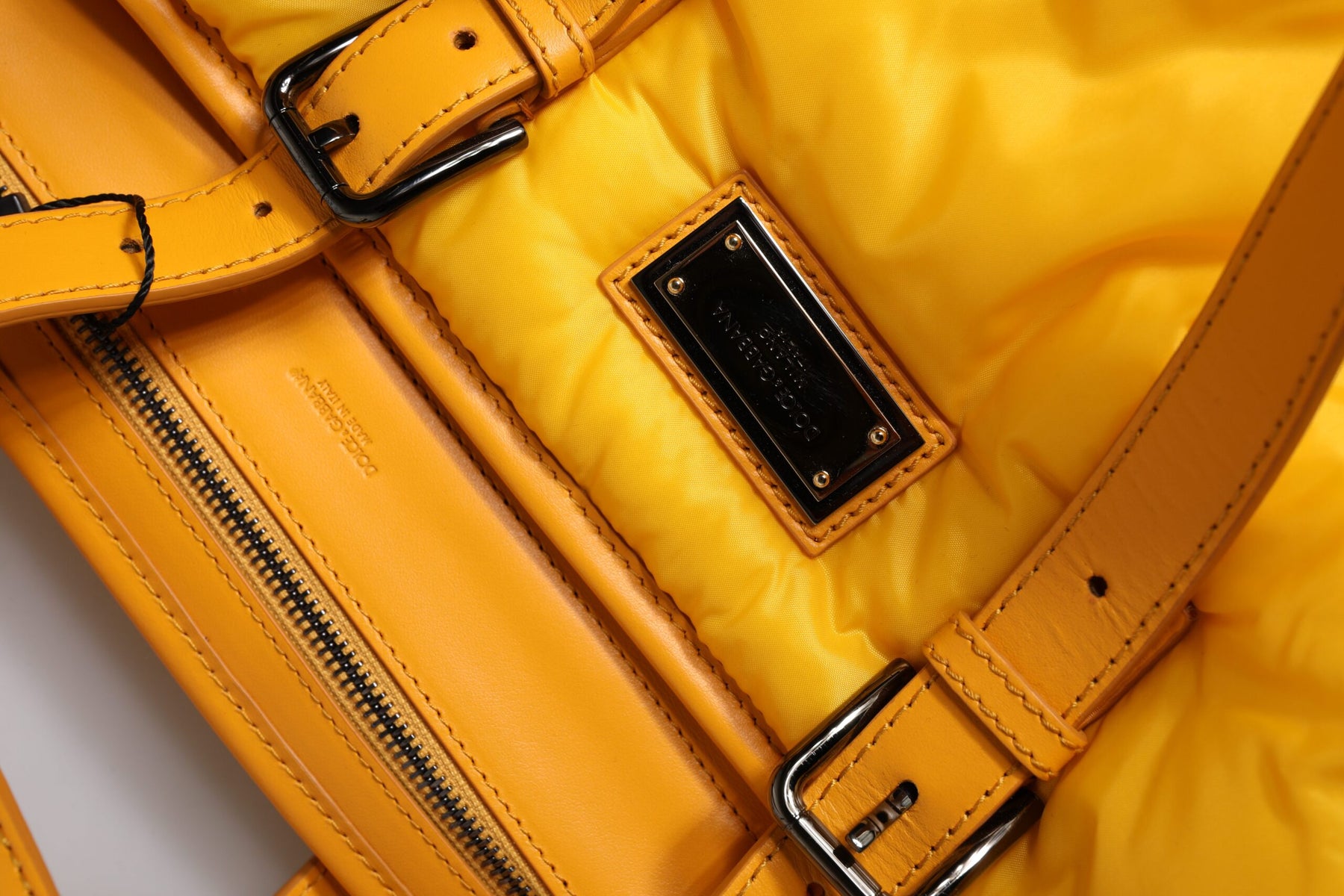 Dolce & Gabbana Yellow Orange Nylon Logo Plaque Hand Shoulder Duffle Bag | Regal Royce