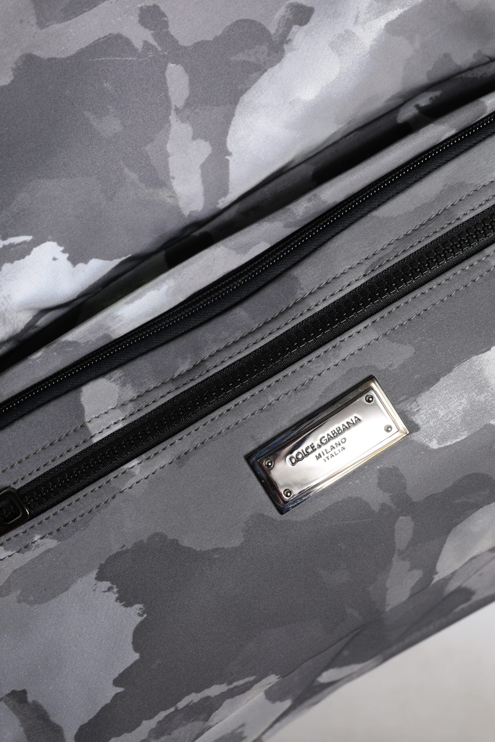 Dolce & Gabbana Gray Camo Cotton Multiple Compartments Tote Bag | Regal Royce