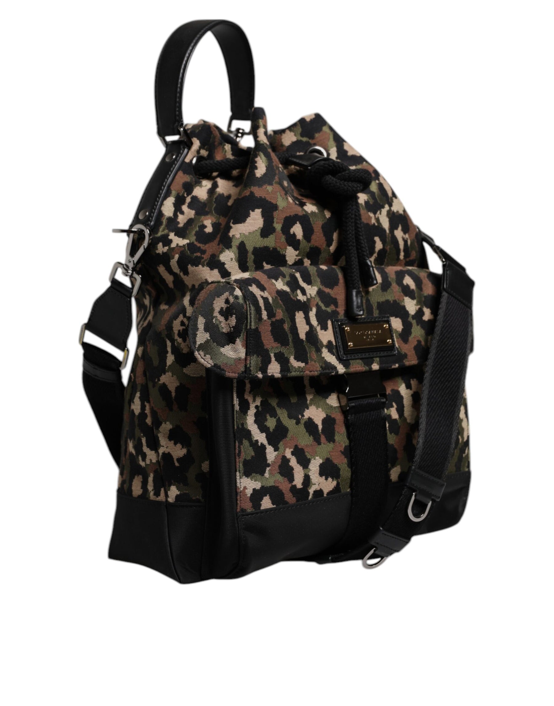 Dolce & Gabbana Multicolor Leopard Cotton Shoulder Bucket Bag | Regal Royce