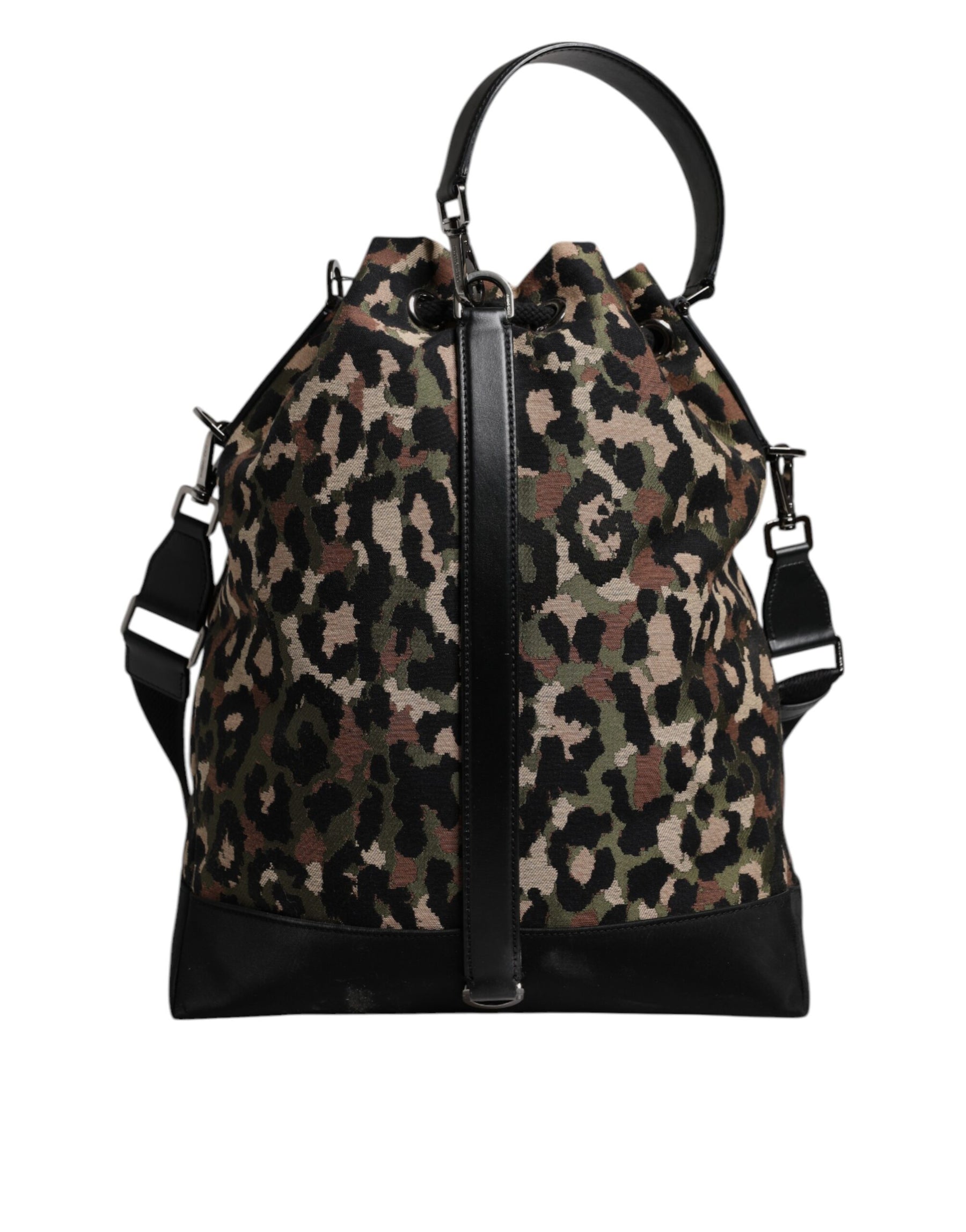 Dolce & Gabbana Multicolor Leopard Cotton Shoulder Bucket Bag | Regal Royce