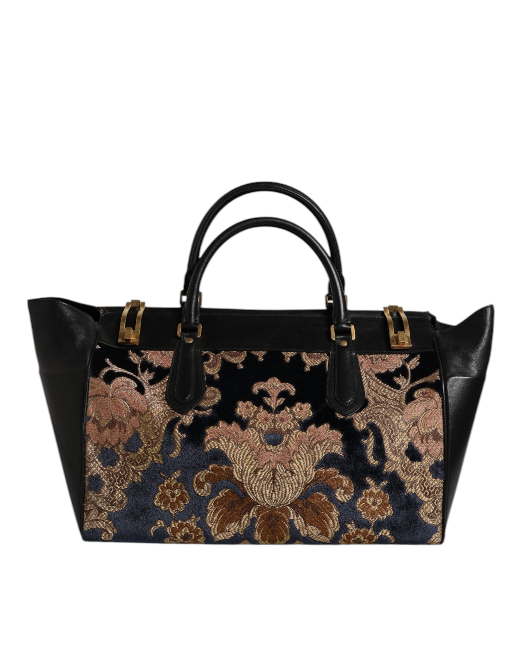 Dolce & Gabbana Black Floral Jacquard Handbag Shoulder Tote Bag | Regal Royce
