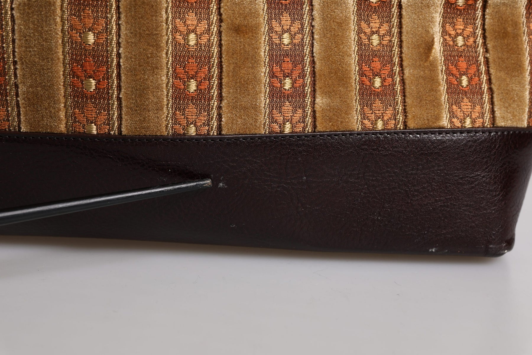 Dolce & Gabbana Beige Maroon Velvet Leather Jacquard Travel Handbag Bag | Regal Royce