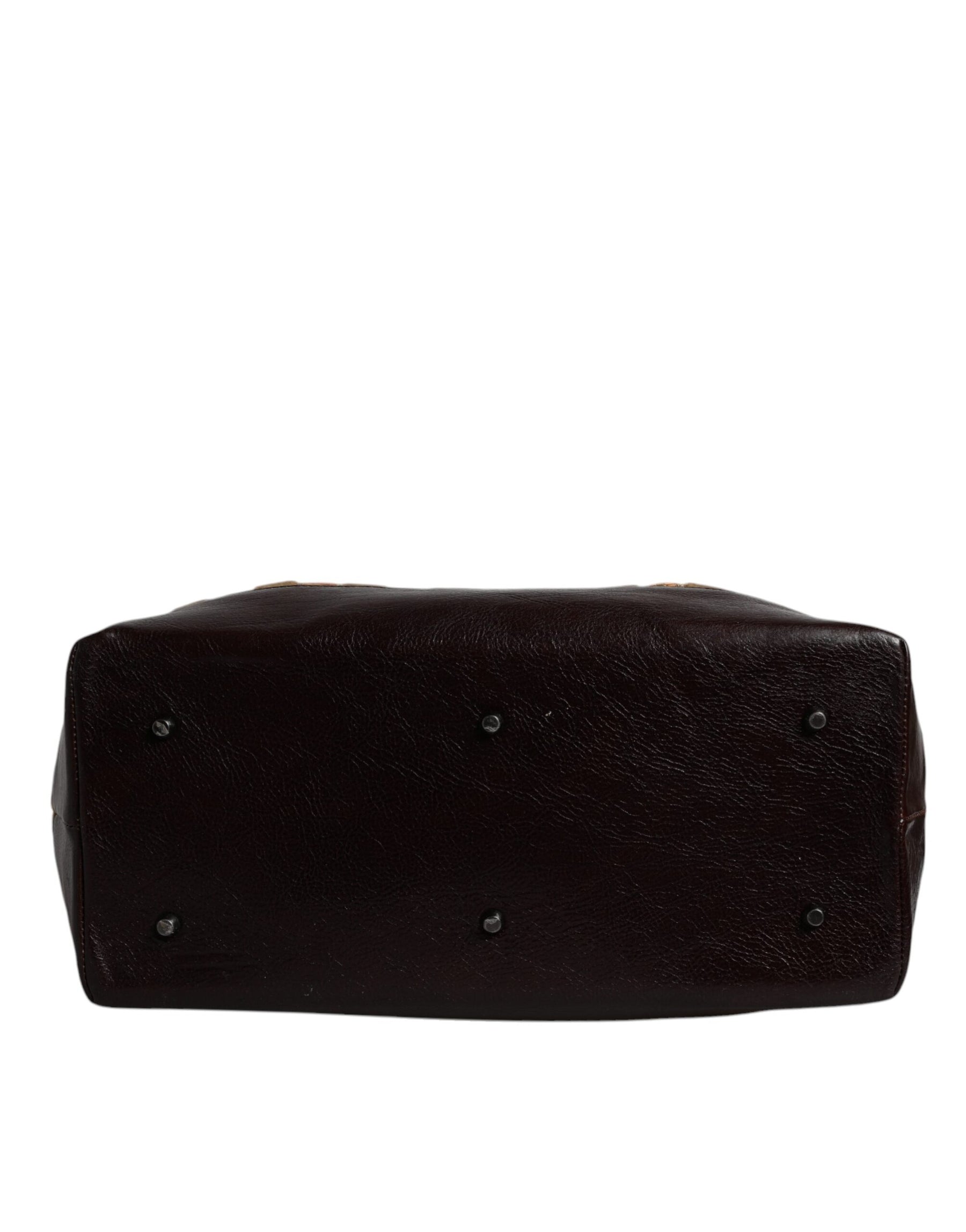 Dolce & Gabbana Beige Maroon Velvet Leather Jacquard Travel Handbag Bag | Regal Royce