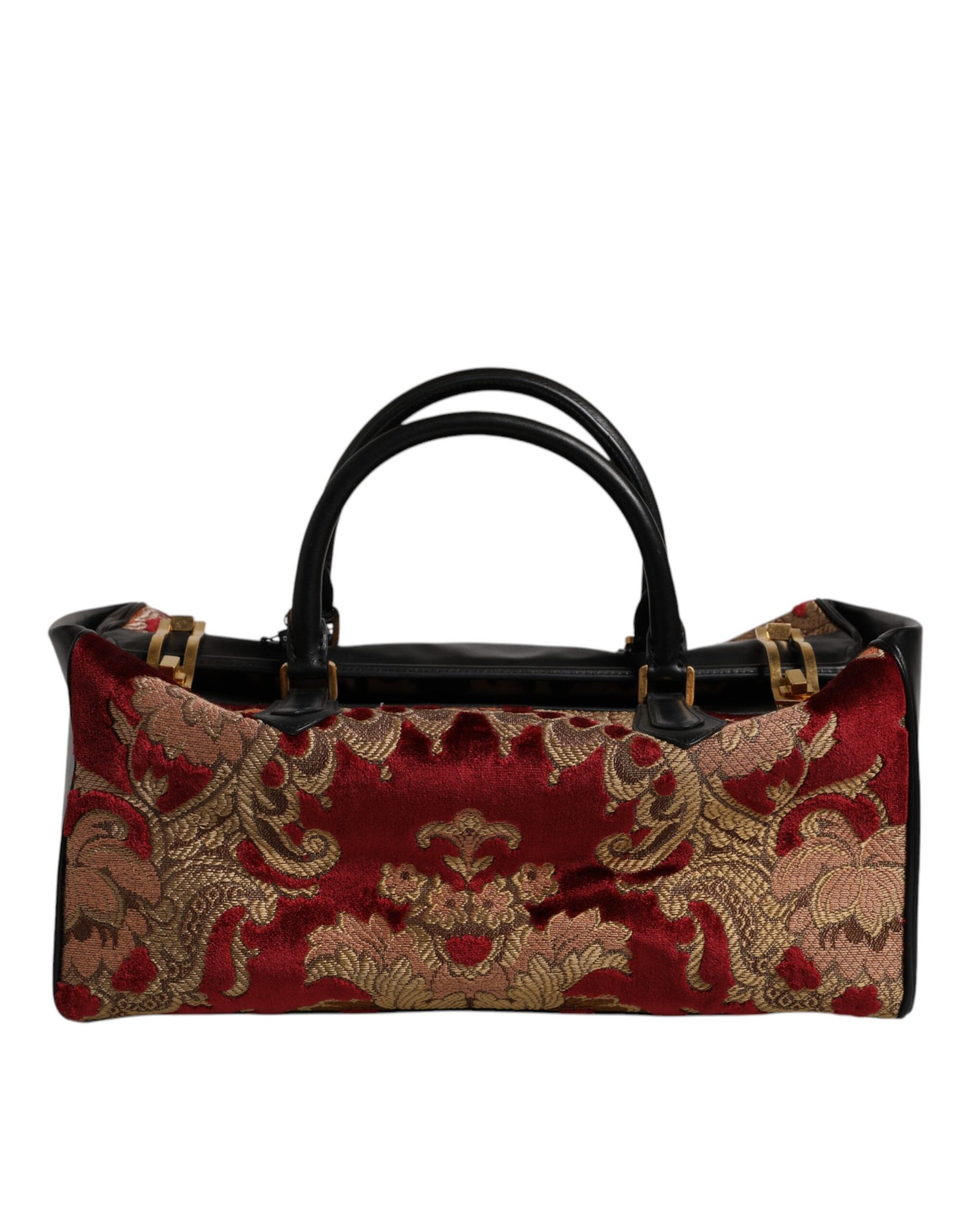 Dolce & Gabbana Multicolor Leather Brocade Velvet Travel Duffle Tote Bag | Regal Royce