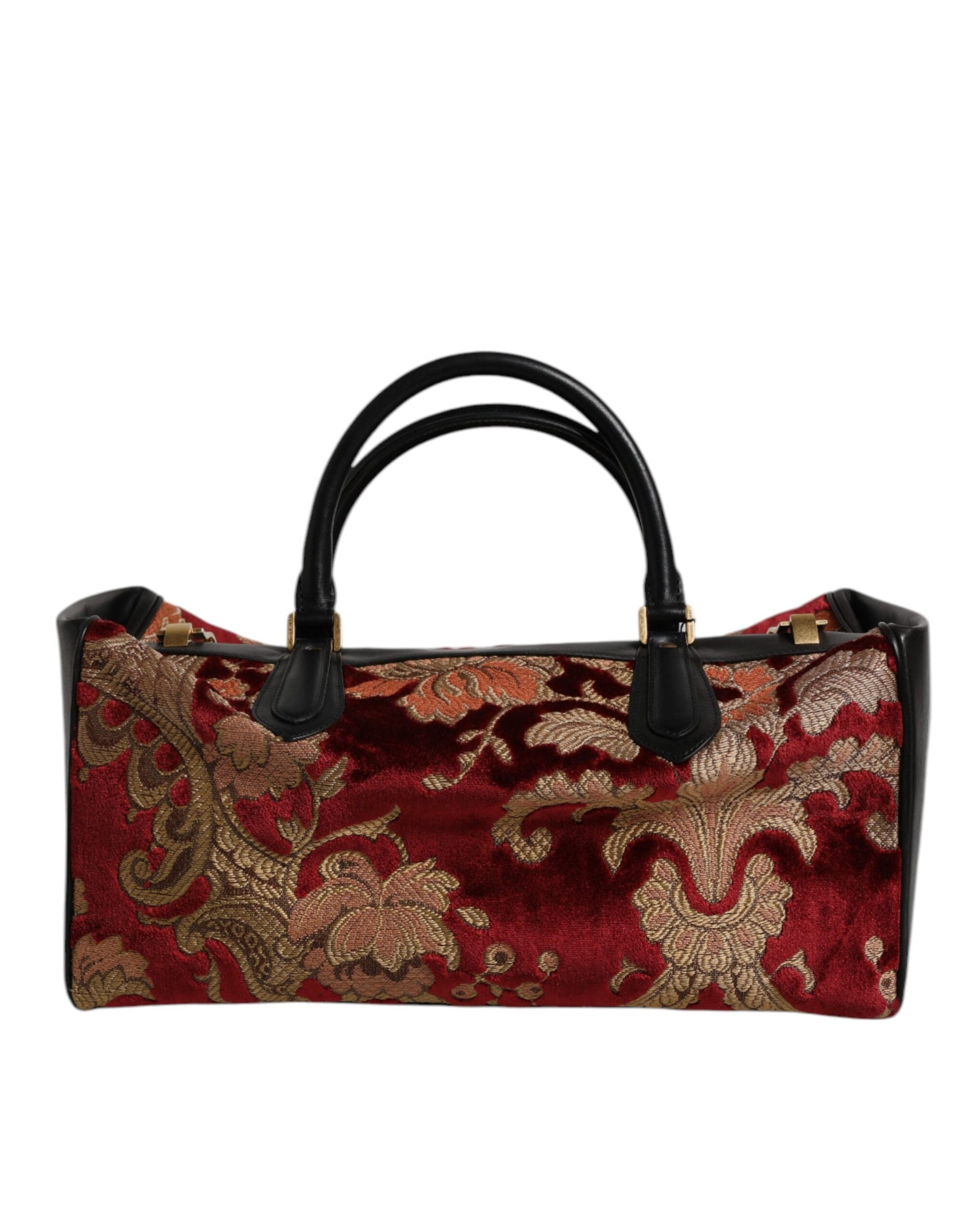 Dolce & Gabbana Multicolor Leather Brocade Velvet Travel Duffle Tote Bag | Regal Royce